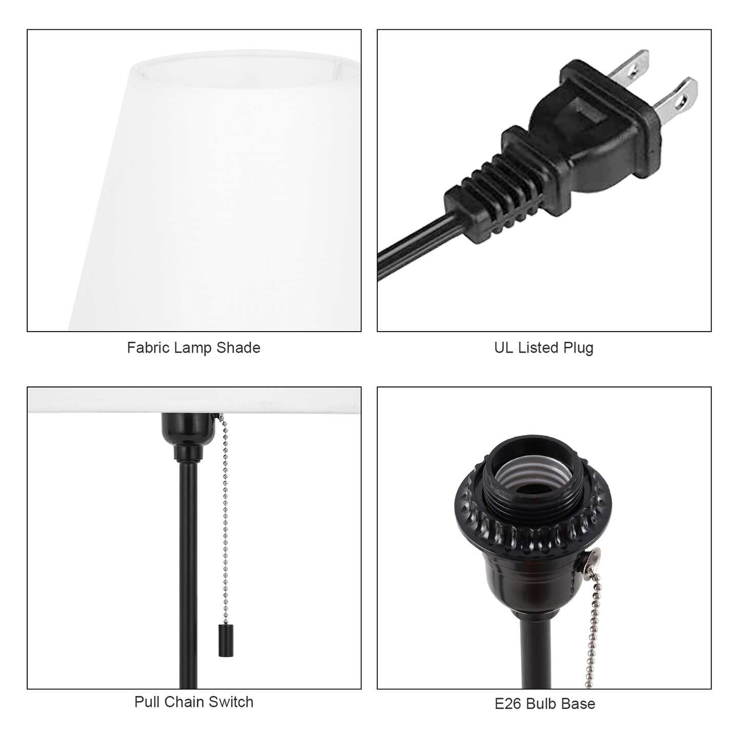 Set of 2 Modern Bedside Table Lamps &#x2013; Dual USB Charging Ports &#x26; AC Outlet, Sleek Fabric Shade &#x26; Metal Base &#x2013; Nightstand Lamps for Bedroom, Office, or Dorm
