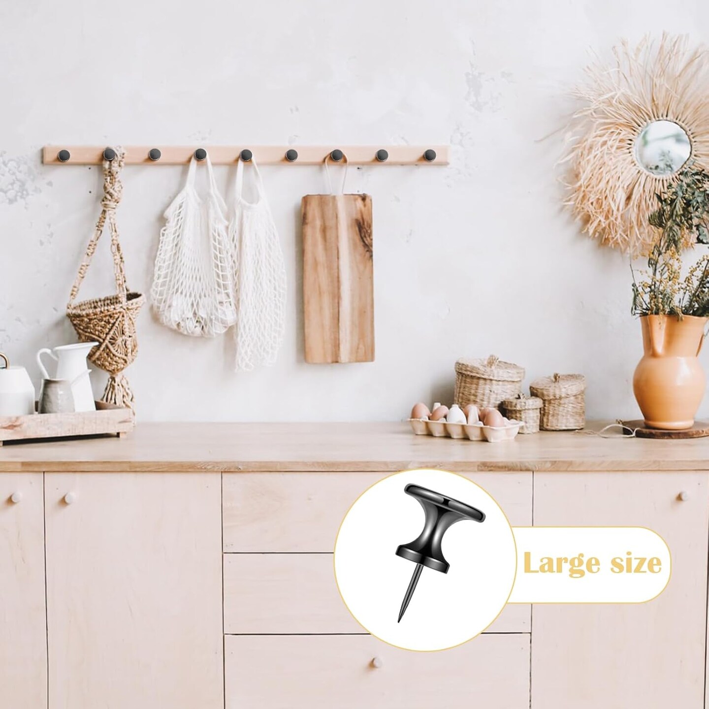 Metal Push Pins, 35 Pieces Large Double Headed Picture Hanging Nails and Black Thumb Tacks for Wall Cork Board Poster Hanging, Wall Pins Wall Tacks for Office Home Decor