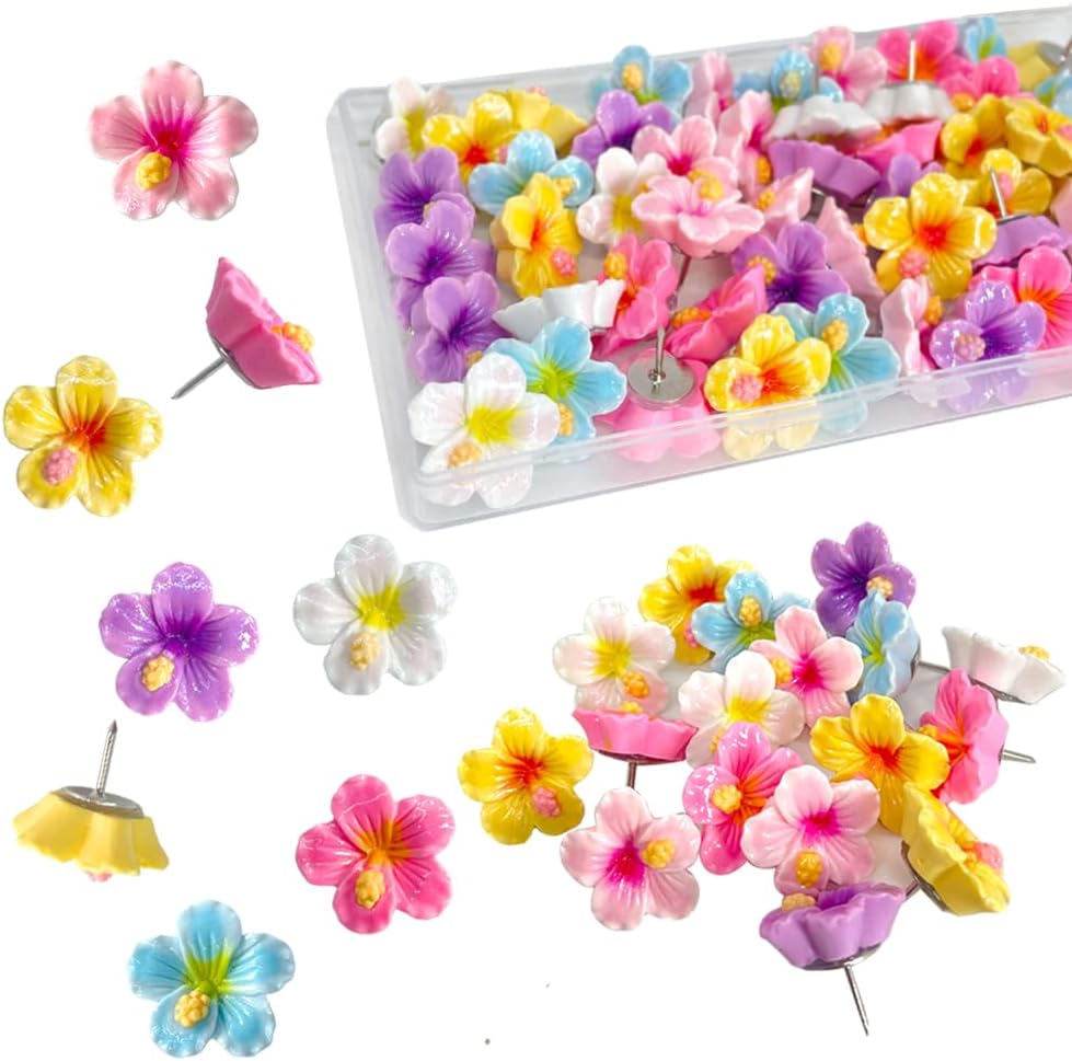 60 pcs flower push pins cute decorative thumbtacks for cork boards bulletin boards and photo walls