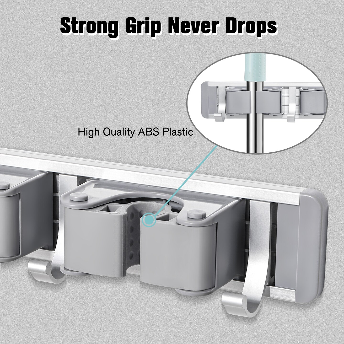 Mop and Broom Holder Wall Mount – Heavy Duty Tool Rack Organizer for Garage, Laundry Room, Kitchen, Closet (Space-Saving Storage)