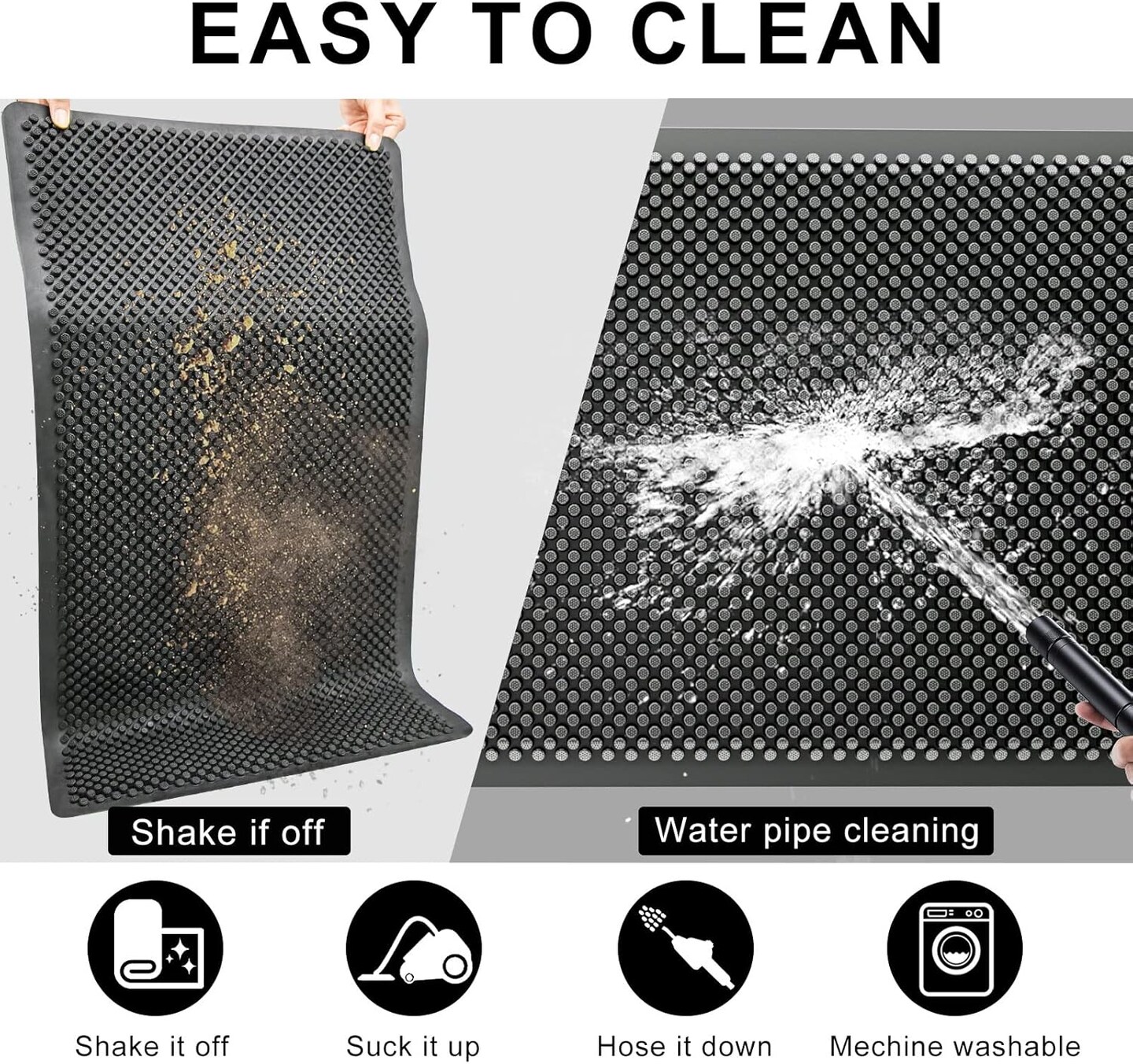 Outdoor Door Mat, 30&#x27;&#x27; x 17&#x27;&#x27; Silicone Scraper, Non-Slip Washable Weatherproof Entrance Mat, Low-Profile Shoe Cleaner for Indoor or Outdoor Use, Black