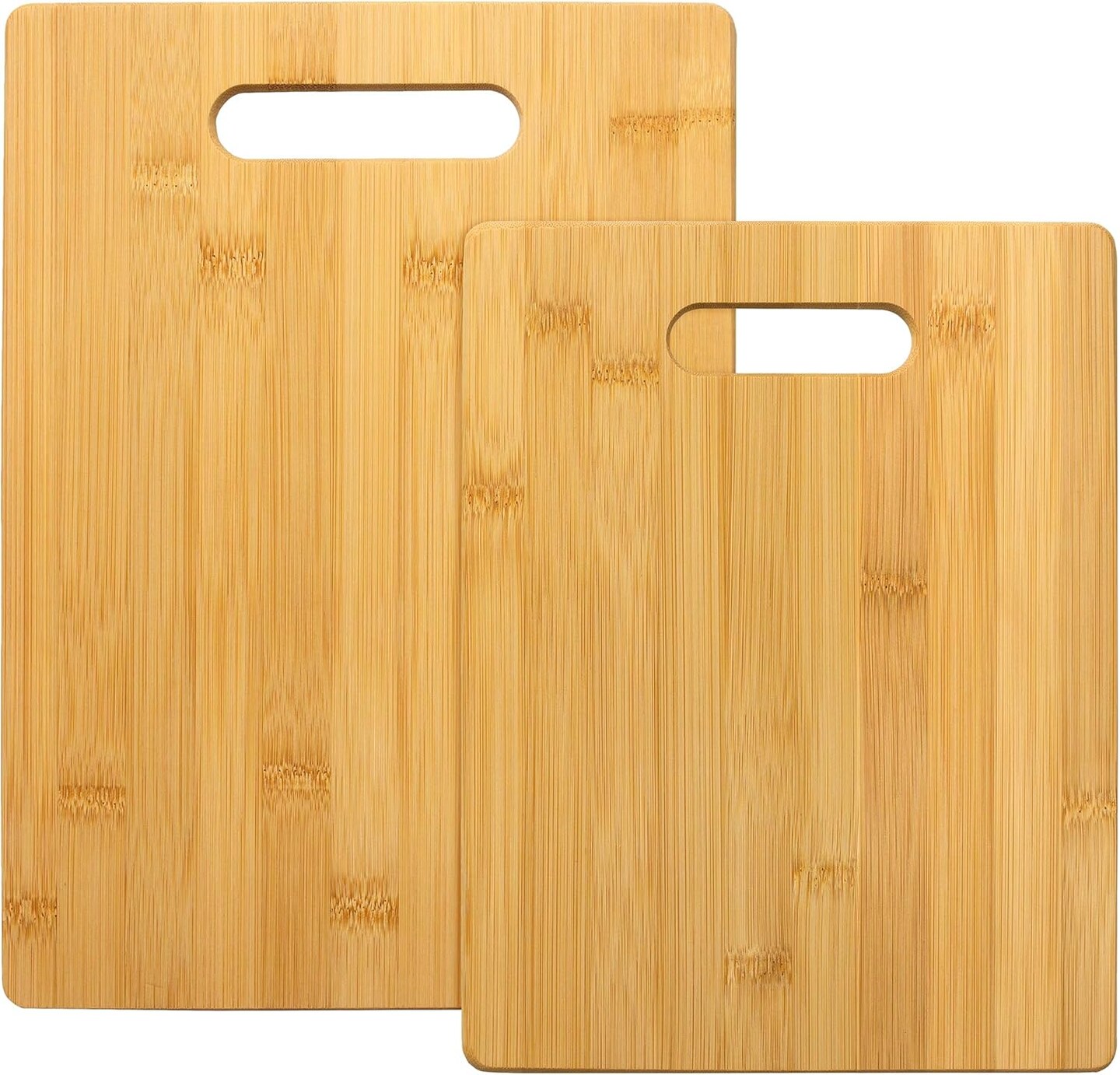 2-Piece Cutting Board Set; 2 Assorted Sizes of Bamboo Wood Cutting Boards for Kitchen