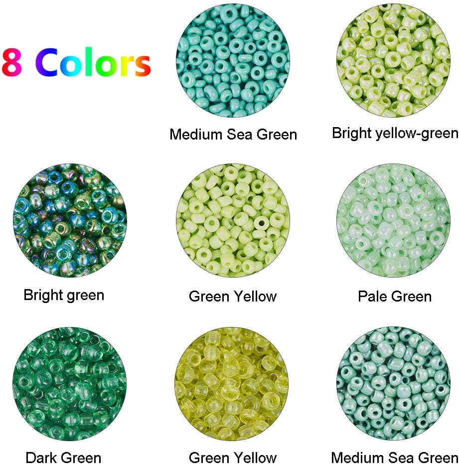 1440pcs Green Seed Beads