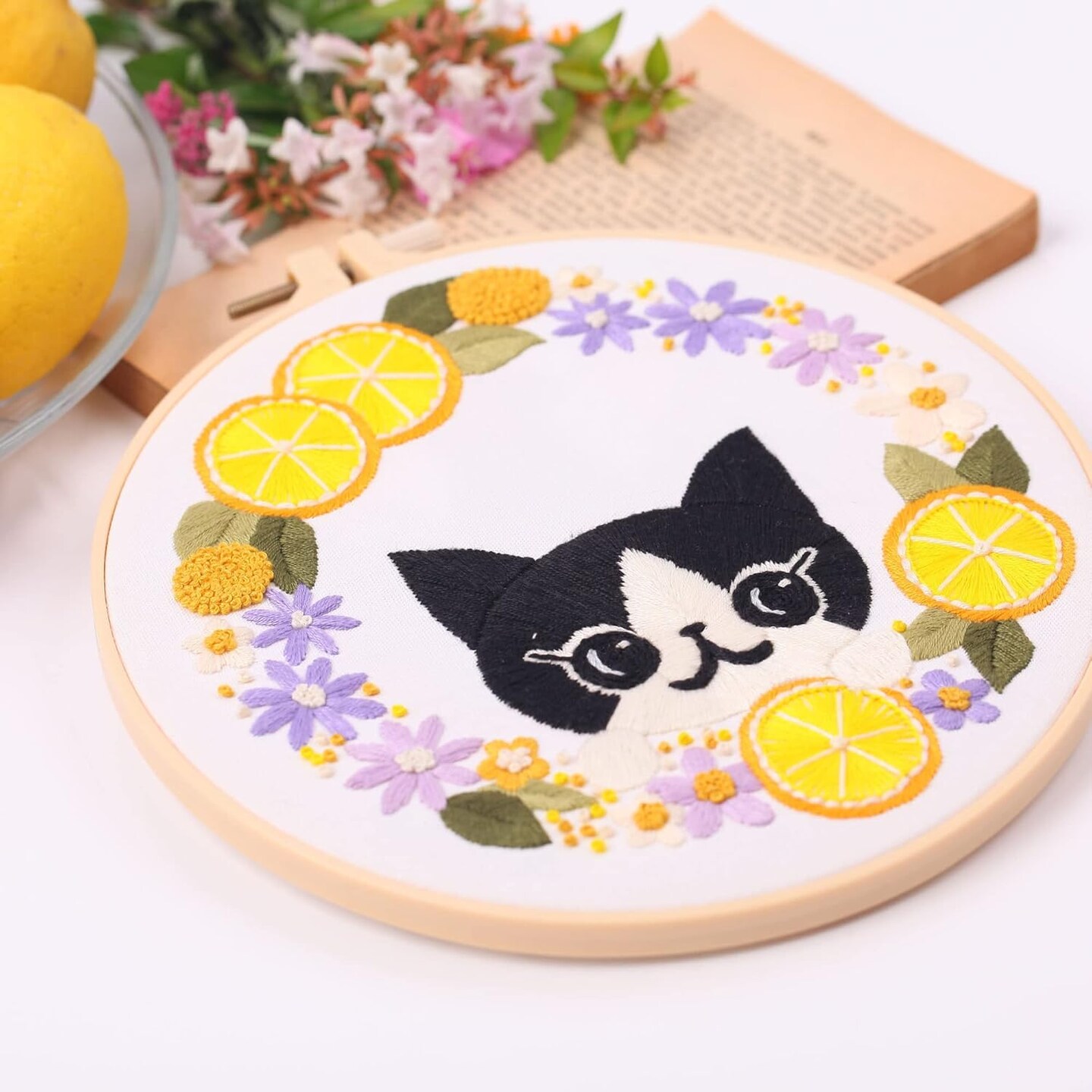 4pcs Beginner Embroidery Kit,Cute cat Pattern,Cross Stitch Kits