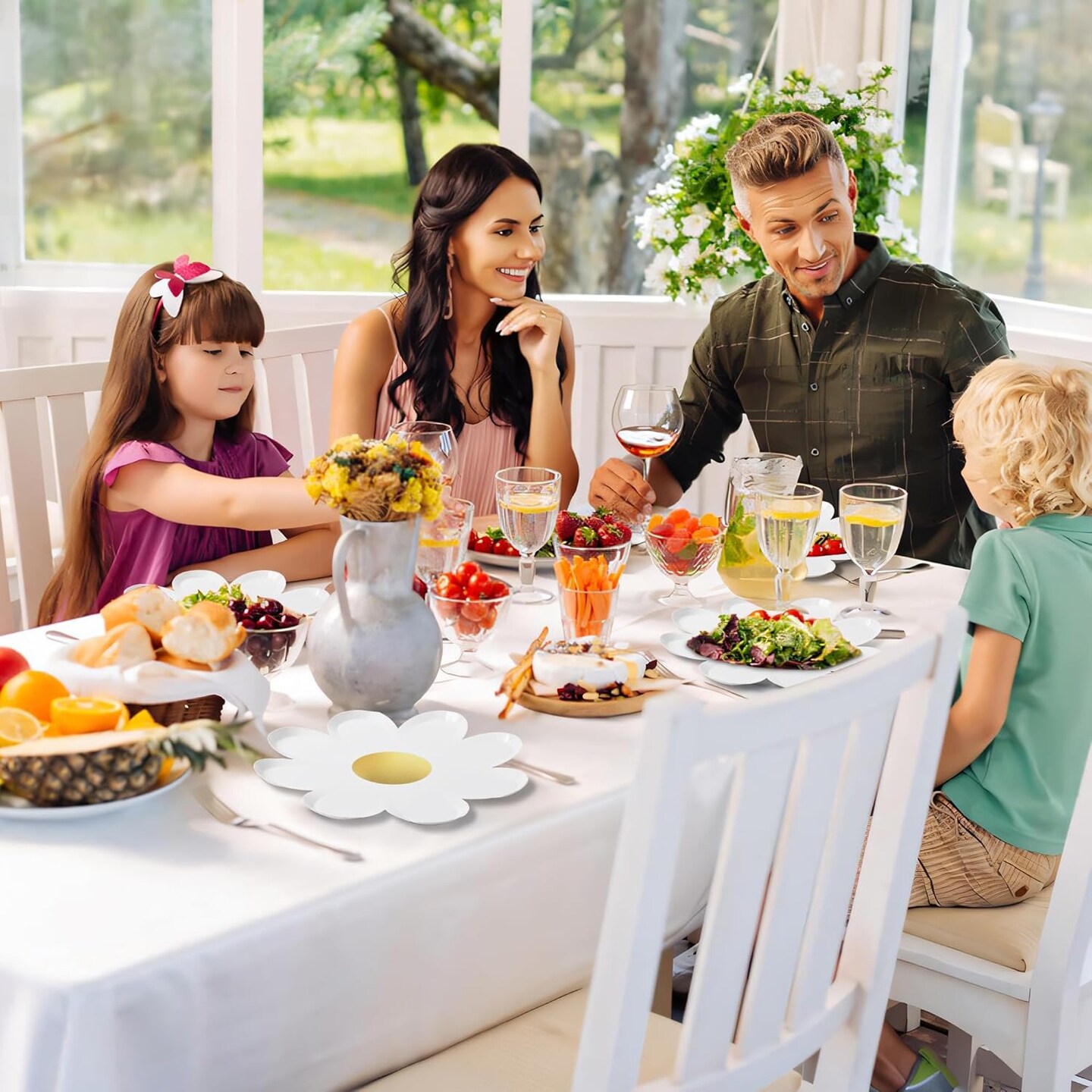 Summer Daisy Paper Plates Floral Disposable Party Plates Groovy 70s Party Decorations 9" Boho Flower Shaped Plates (24)