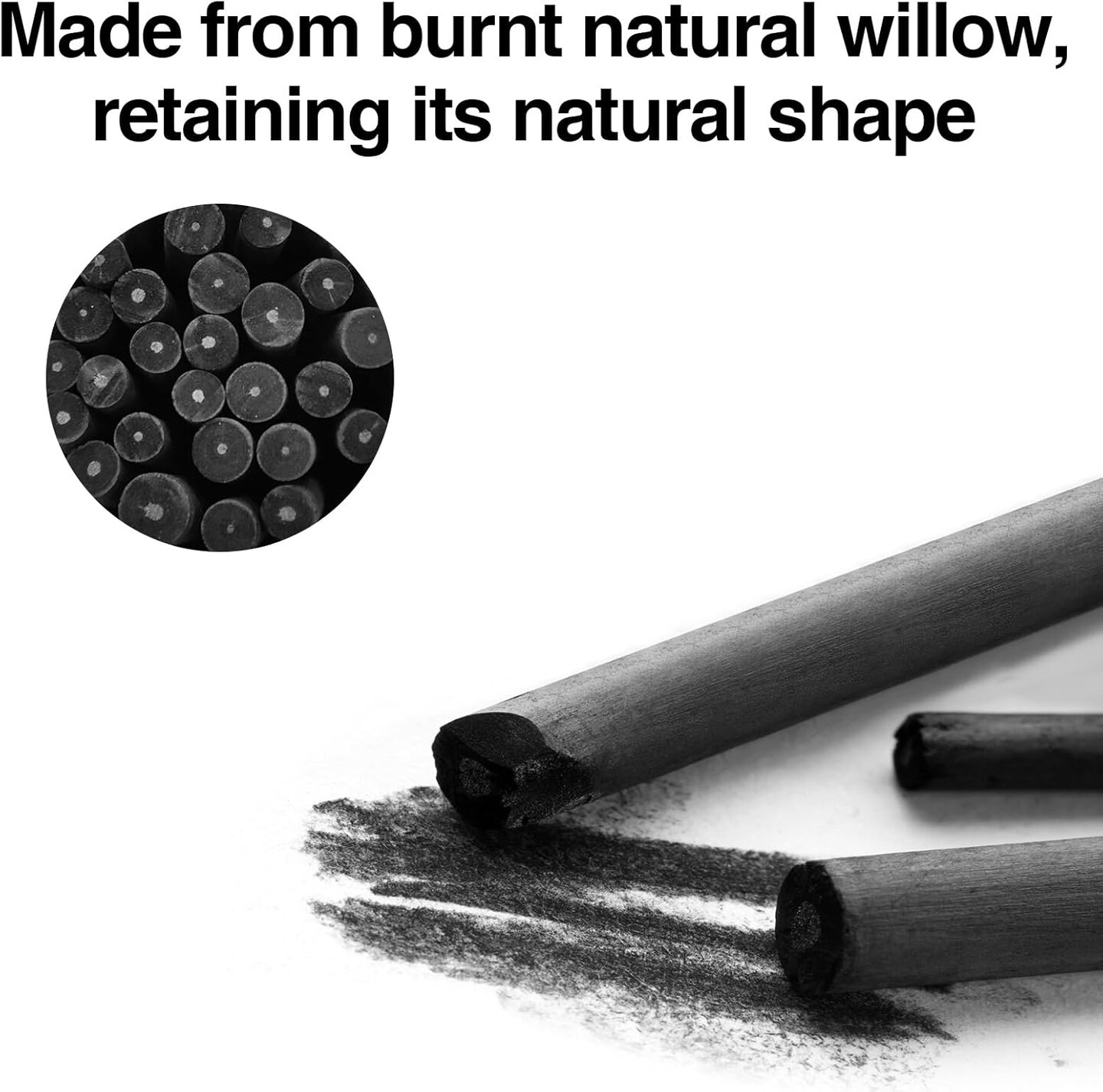 50 Pcs Charcoal Pencils,Vine Charcoal,Black Artist Vine Charcoal Willow Charcoal Sticks The Art of Drawing and Painting for Artists, Beginners, and Students(4-5mm,5-7mm)