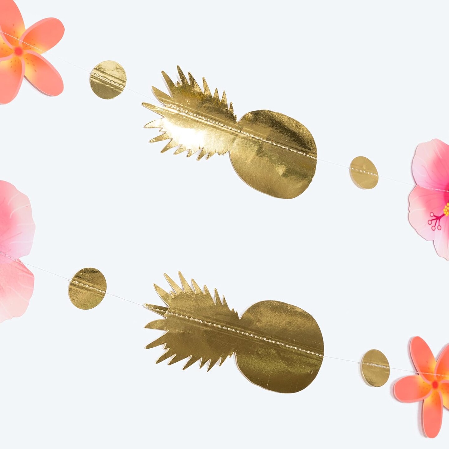 Tropical Luau Party Decorations Hawaiian Garland Tropical Flower Garlands Hanging Decor Banner Gold Pink Garland Pineapple Hanging Aloha Summer Party Favors Backdrop