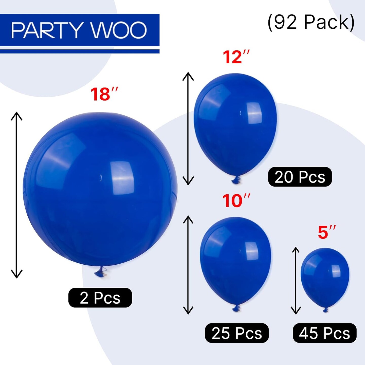 Royal Blue Balloons 92 pcs Different Sizes of 18 12 10 5 Inch Dark Blue Matte Balloon Arch Kit Garland for Graduation 4th of July Baby Shower Birthday Party Decorations Blue-Y59