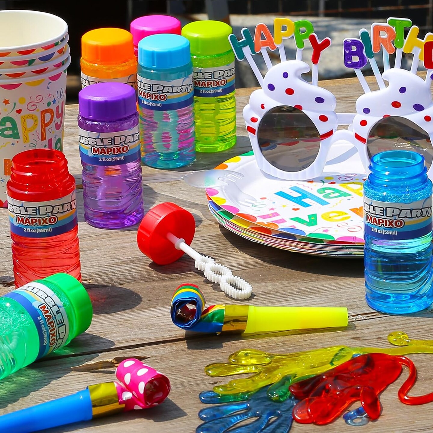 16 Pack Bubble for Kids Party Favors, Bubble Bottle with Wand Attached to The Cap, 8 Colors Bubbles Bulk Set with Gift Box, Blow Bubbles Solution Toy for Birthday, Summer, Goody Bag Stuffers Supplies