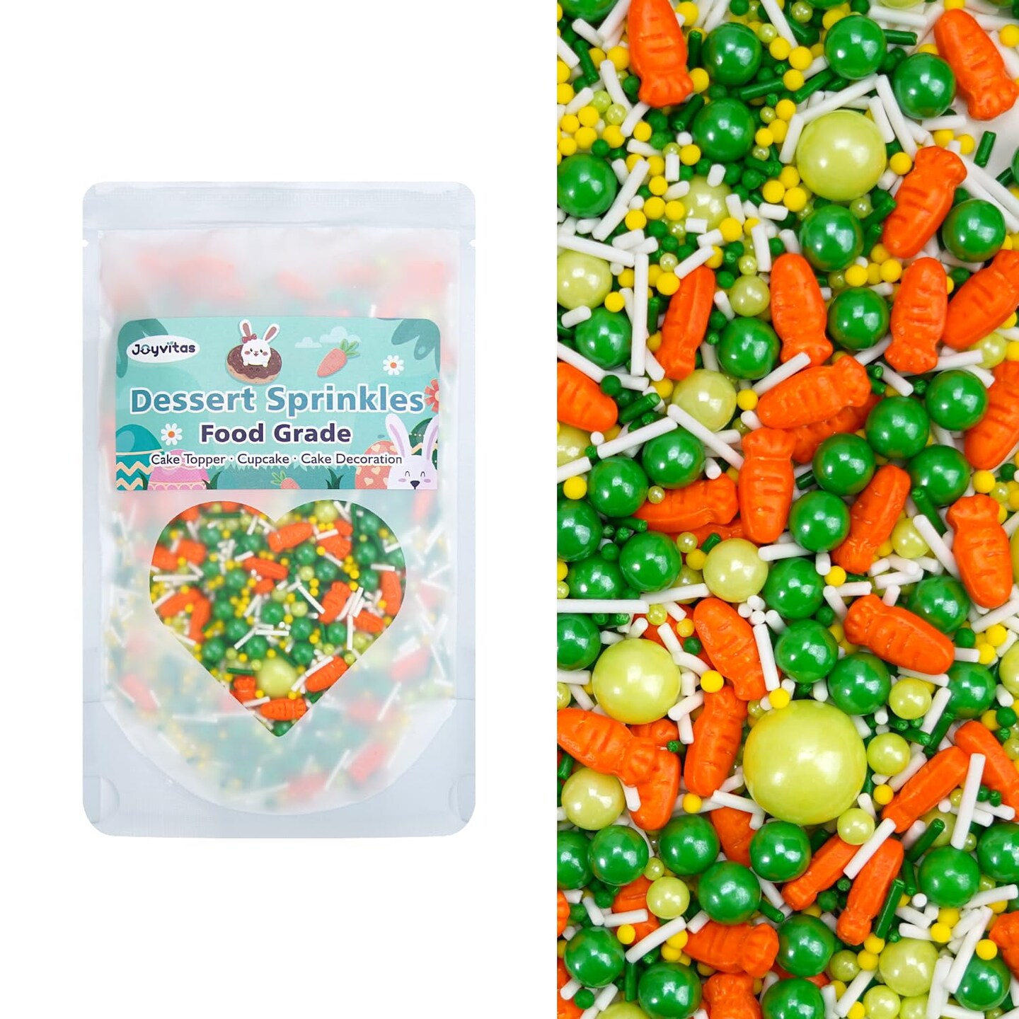Edible Easter Green Sprinkles for Cake Decorating, Jimmies Nonpareiles, Spring Carrots Sprinkles, Baking Cake Decoration, Cupcake, Ice Cream Toppers, Holiday, Festival Party, 150g/5.29oz