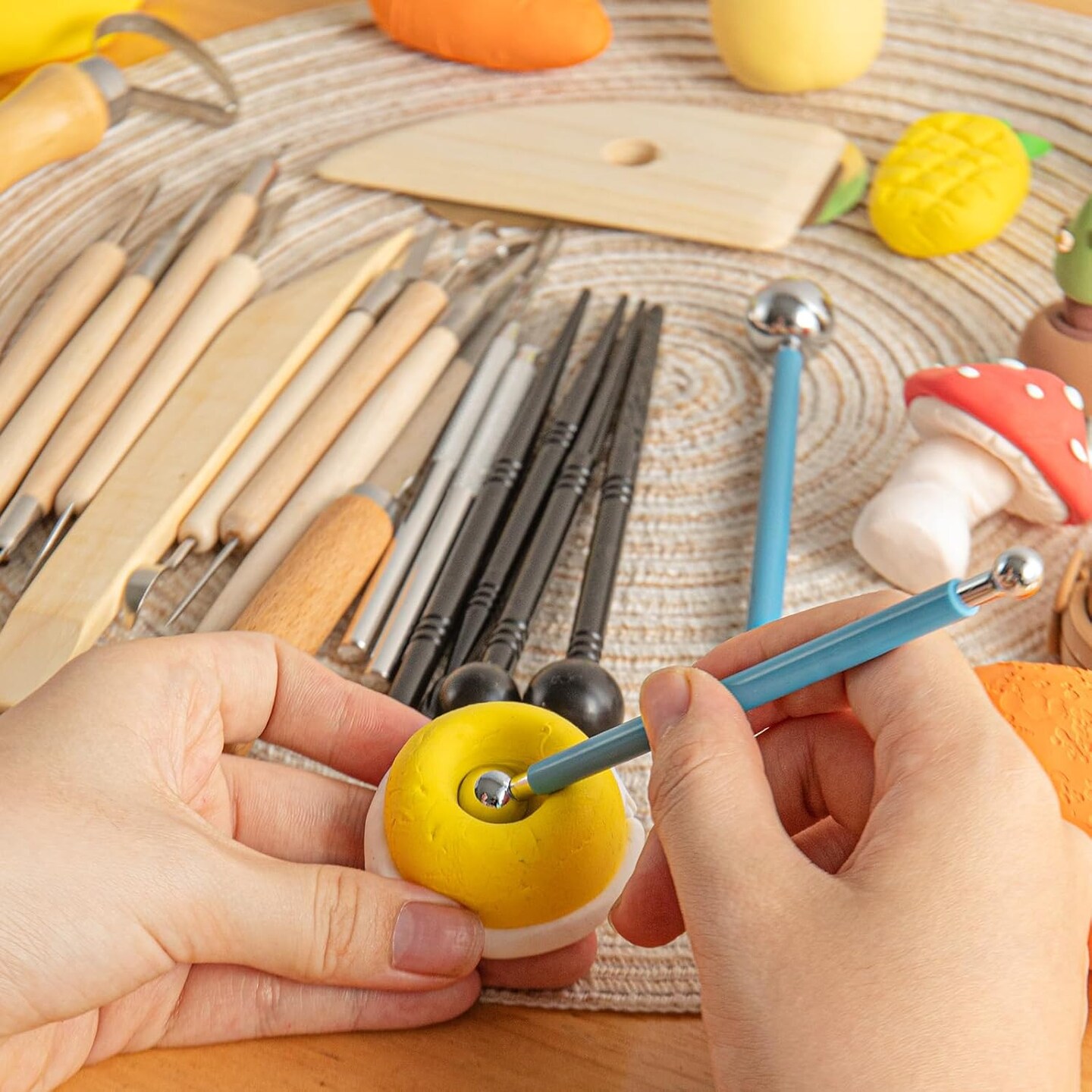 23-Piece Clay Sculpting Tool Set – Ceramic & Polymer Tools for Carving, Molding, Pottery, Air-Dry Clay (Wood)