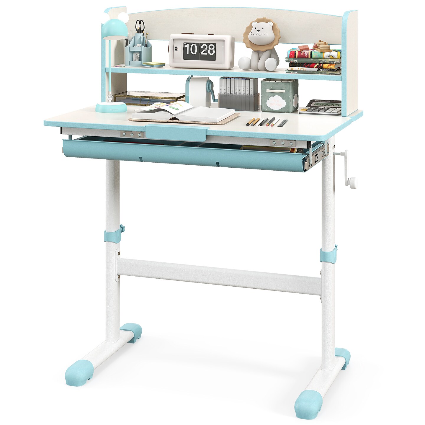 Adjustable Kids Study Desk, Tiltable and Height-Adjustable with Storage