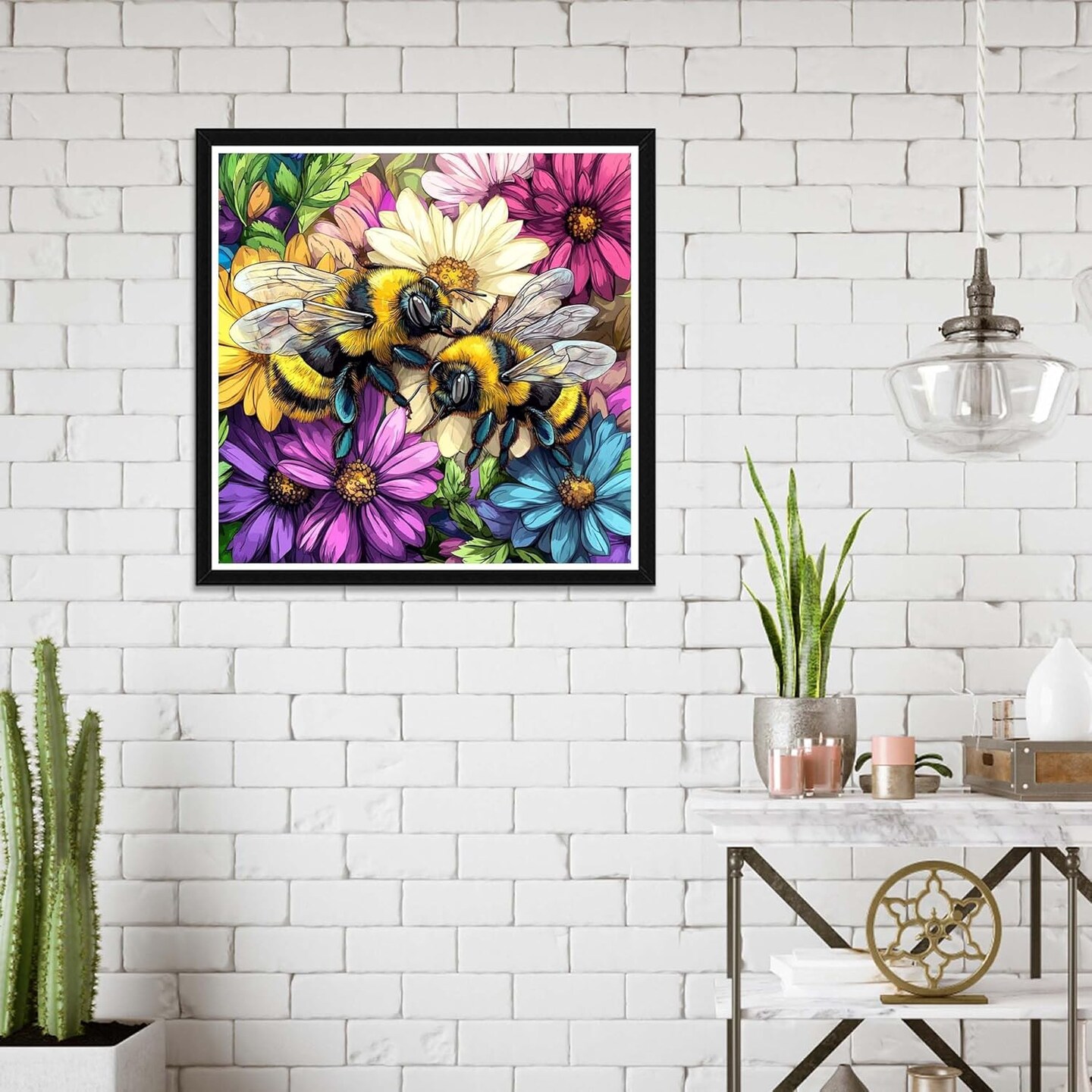 5D DIY Diamond Art Bee, Diamond Art Kits for Adults Flower, Diamond Painting