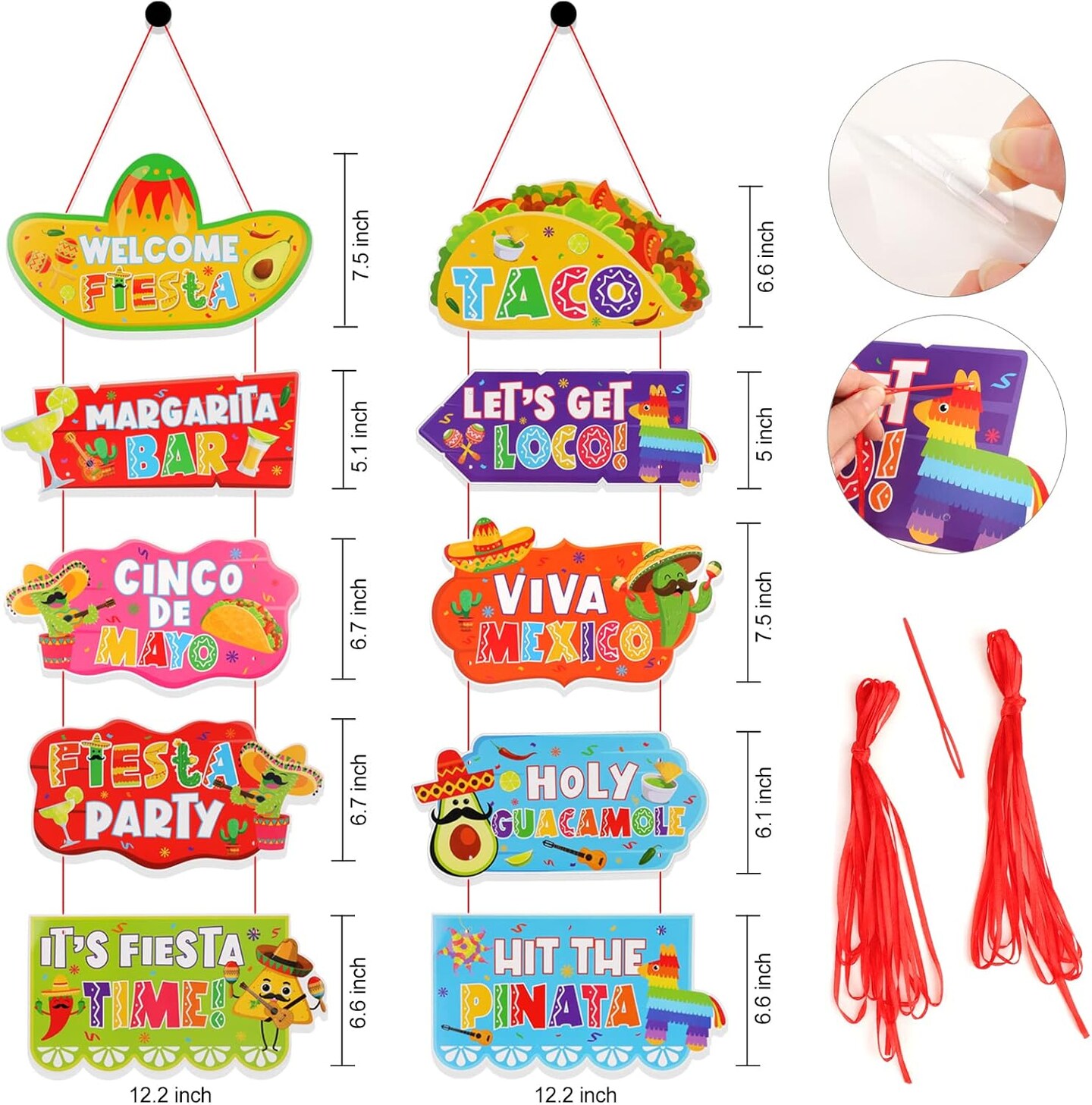 Mexican Fiesta Party Door Hanging, Cinco De Mayo Welcome Banner for Taco Party Front Door Decoration, Mexican Party Porch Sign for Fiesta Carnival Party Home Wall Decoration Supplies