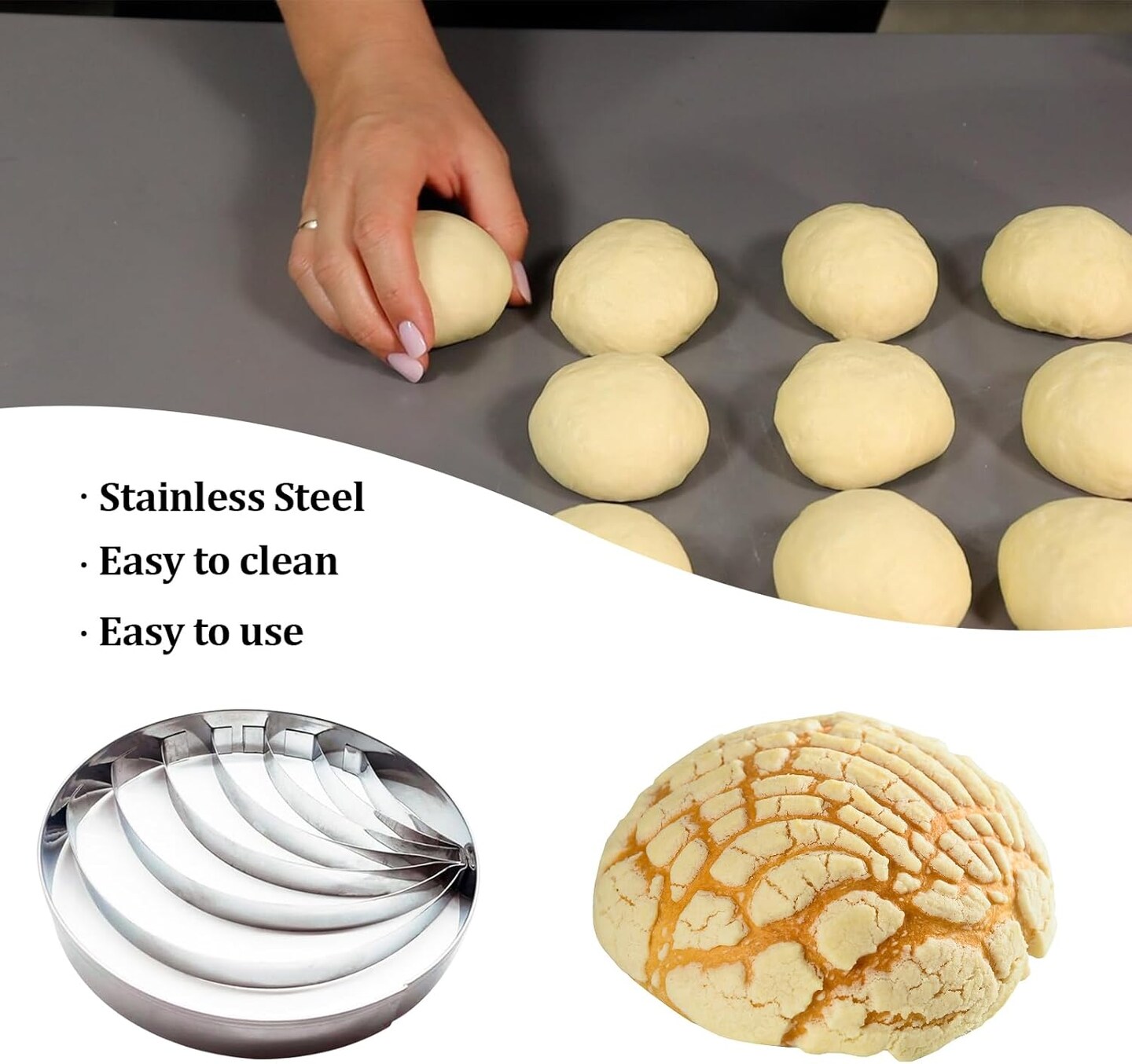 Concha Cutter Mexican Bread Mold 4.1in with 5 Sizes Pig Cookie Cutter Stainless Steel Concha Stamp Two Sided Mold for Baking Cookies, Cortador De Conchas De Pan Mexicano
