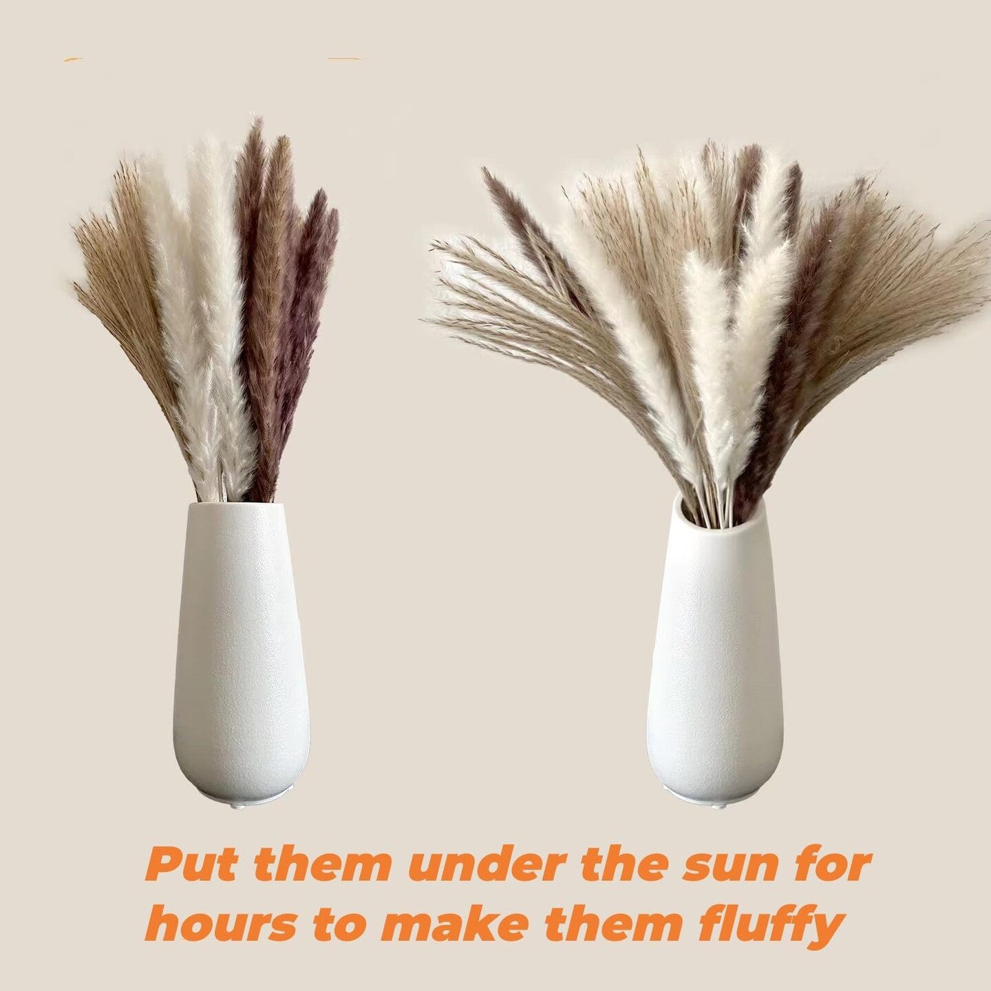 300 Pcs Dried Pampas Grass Bulk, Boho Dried Flowers Bouquet Pampas Grass Decor