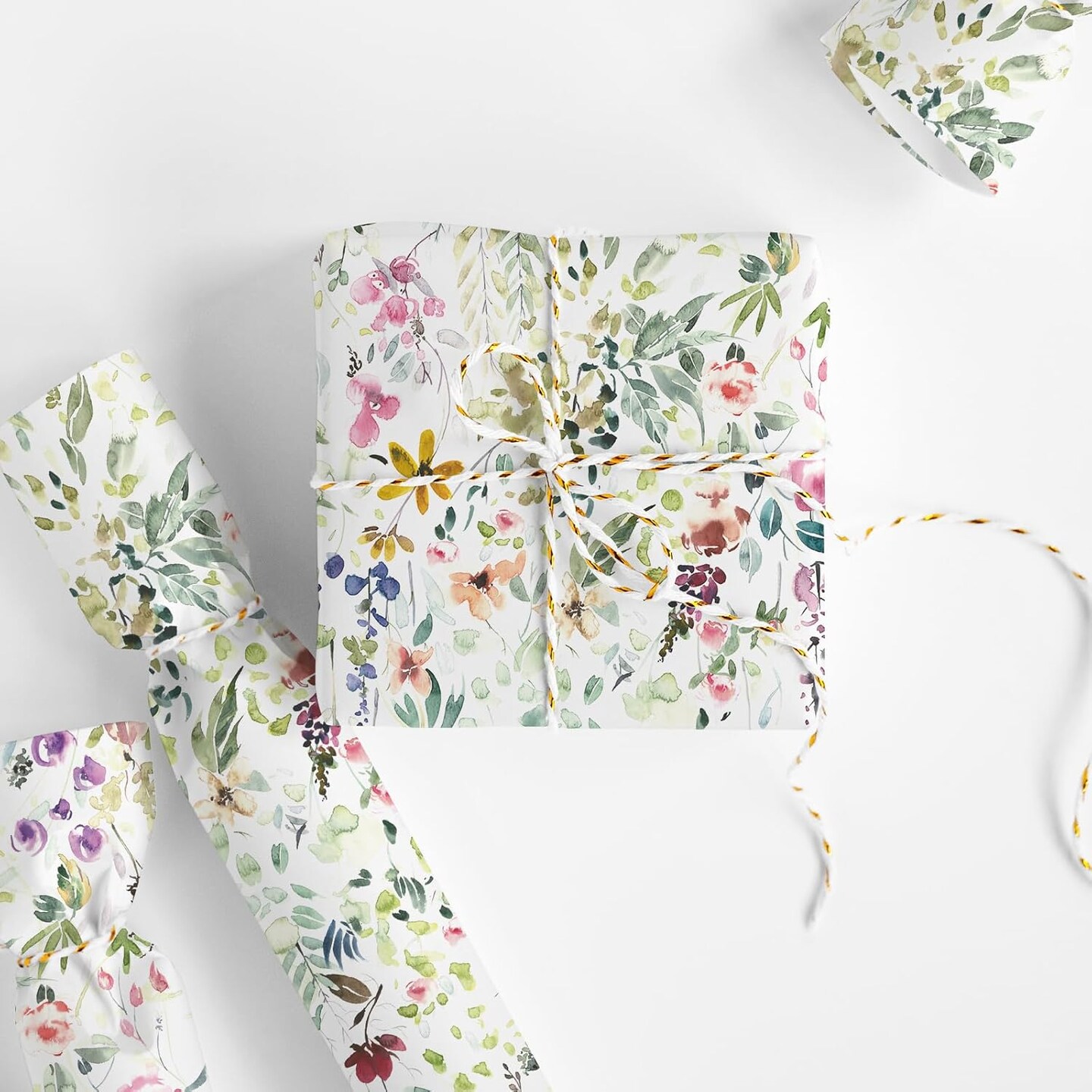 Wildflower Wrapping Paper Mini Roll – 17"x32.8ft Watercolor Floral Gift Wrap for Wedding, Bridal & Baby Shower