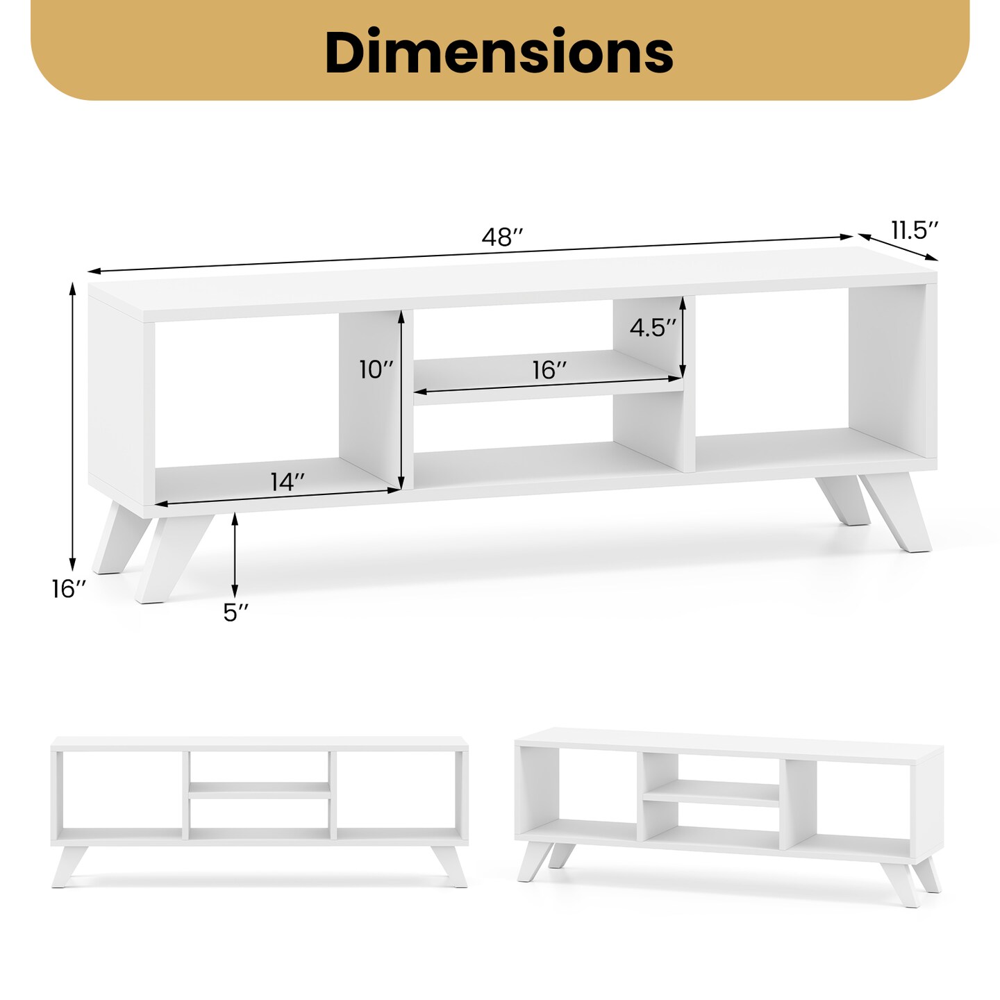 Engineered Wood TV Stand with Storage, Raised Legs, and Media Console