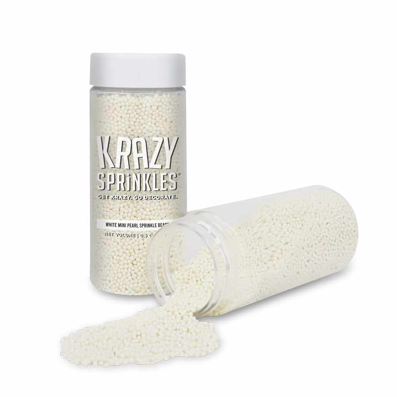 Krazy Sprinkles - White Pearl Mini Bead Edible Sprinkles (1/2 Cup 1x Jar)