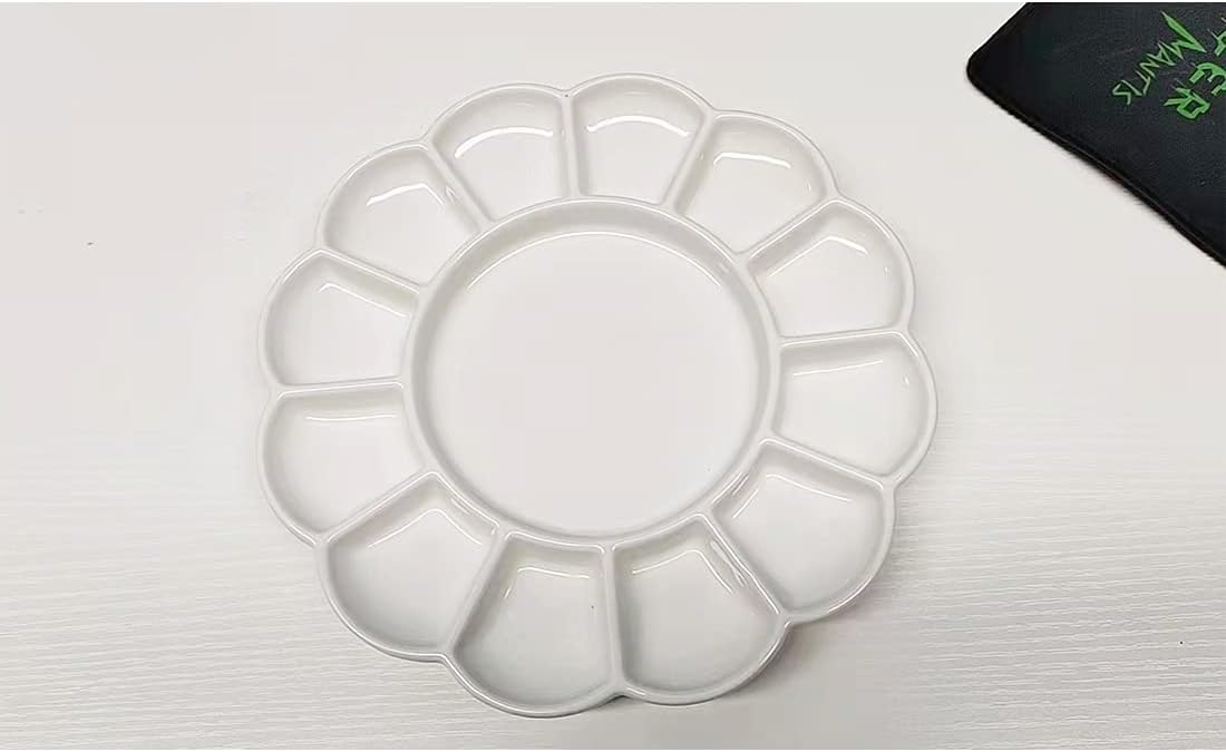 Porcelain Artist Paint Palette, Mixing Ceramic Watercolor Palette, Mixing Tray for Watercolor Gouache Acrylic Oil Painting