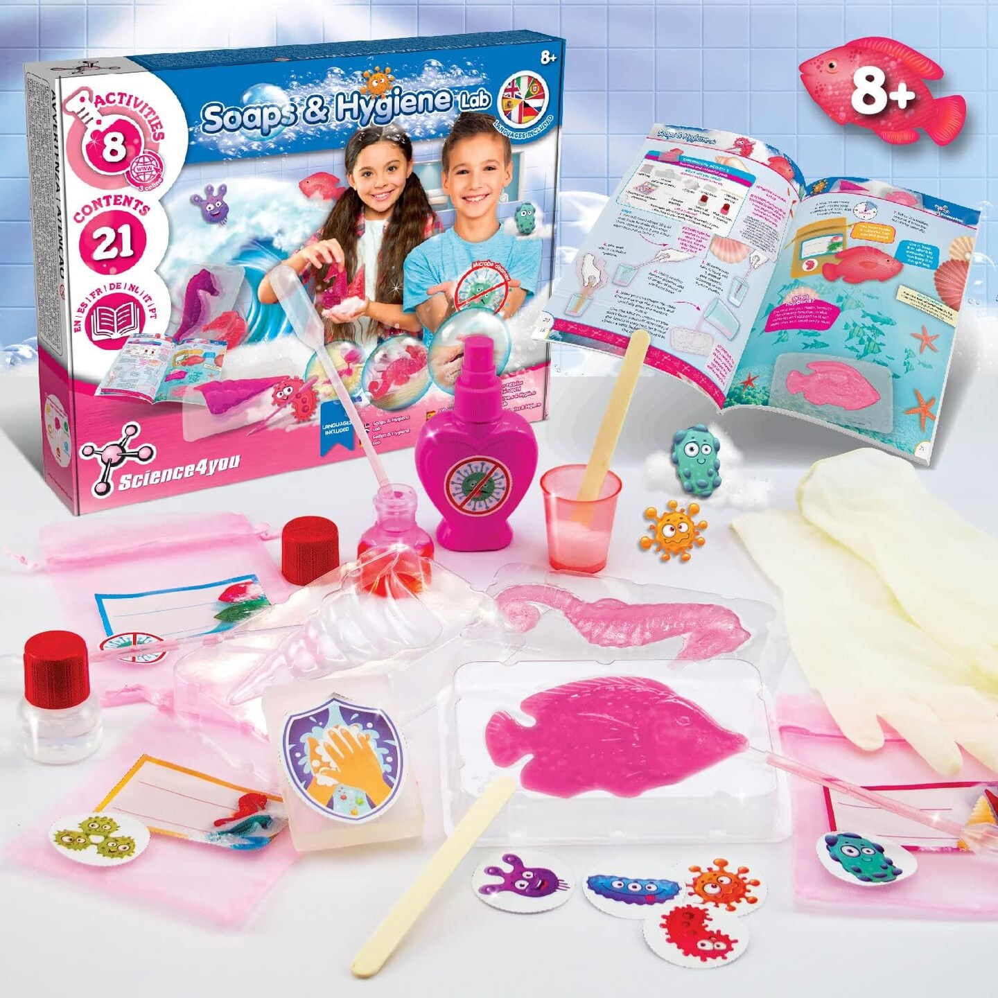 Soap Maker Kit for Kids - Make Your own Soaps and Bath Salts, Soap Moulds for Kids + Gift Bags Included, Crafts for 8+ Year Old Girls and Boys, Stem Toy, Gift for Girls and Boys Age 8-12+