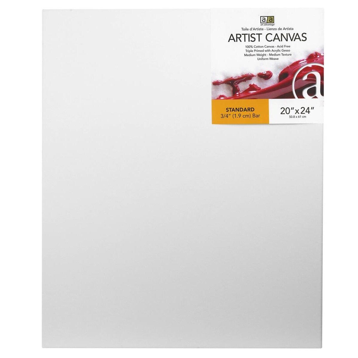Art Advantage Artist Canvas Visual Edge 20x24, Stretched Canvas for Painting, Blank Canvas for Acrylics & Oils, Canvases for Artists, Professional Pre-Stretched Canvas