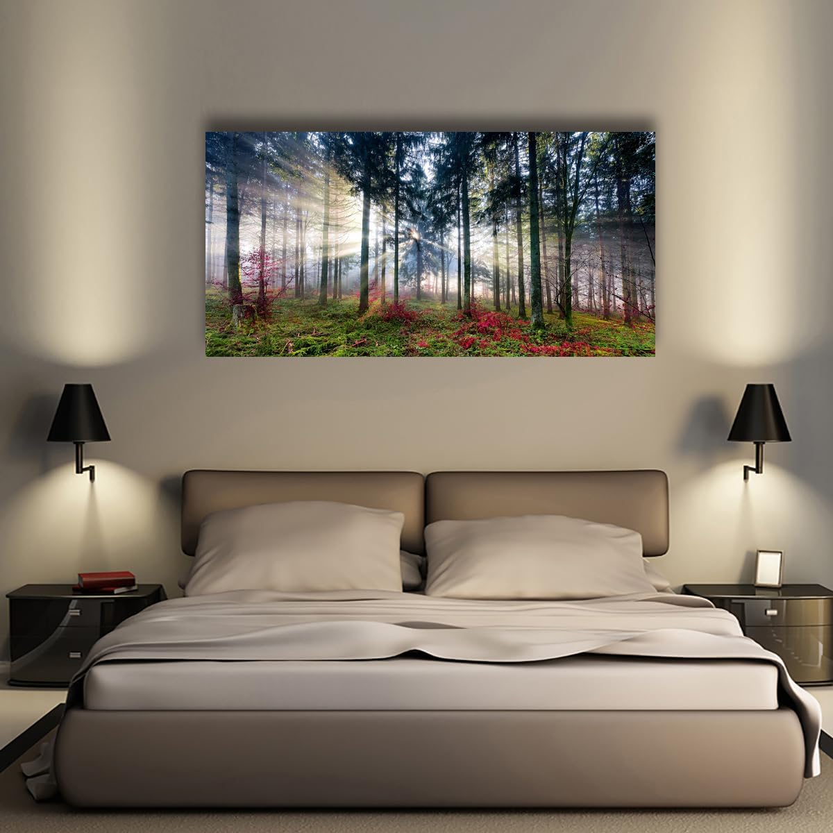 Nature Landscape Sunrise Tree Canvas Wall Art - 20x40 inches Wall Decoration for Living Room Forest Picture Artwork Painting Prints of Trees for Bedroom and Home D&#xE9;cor