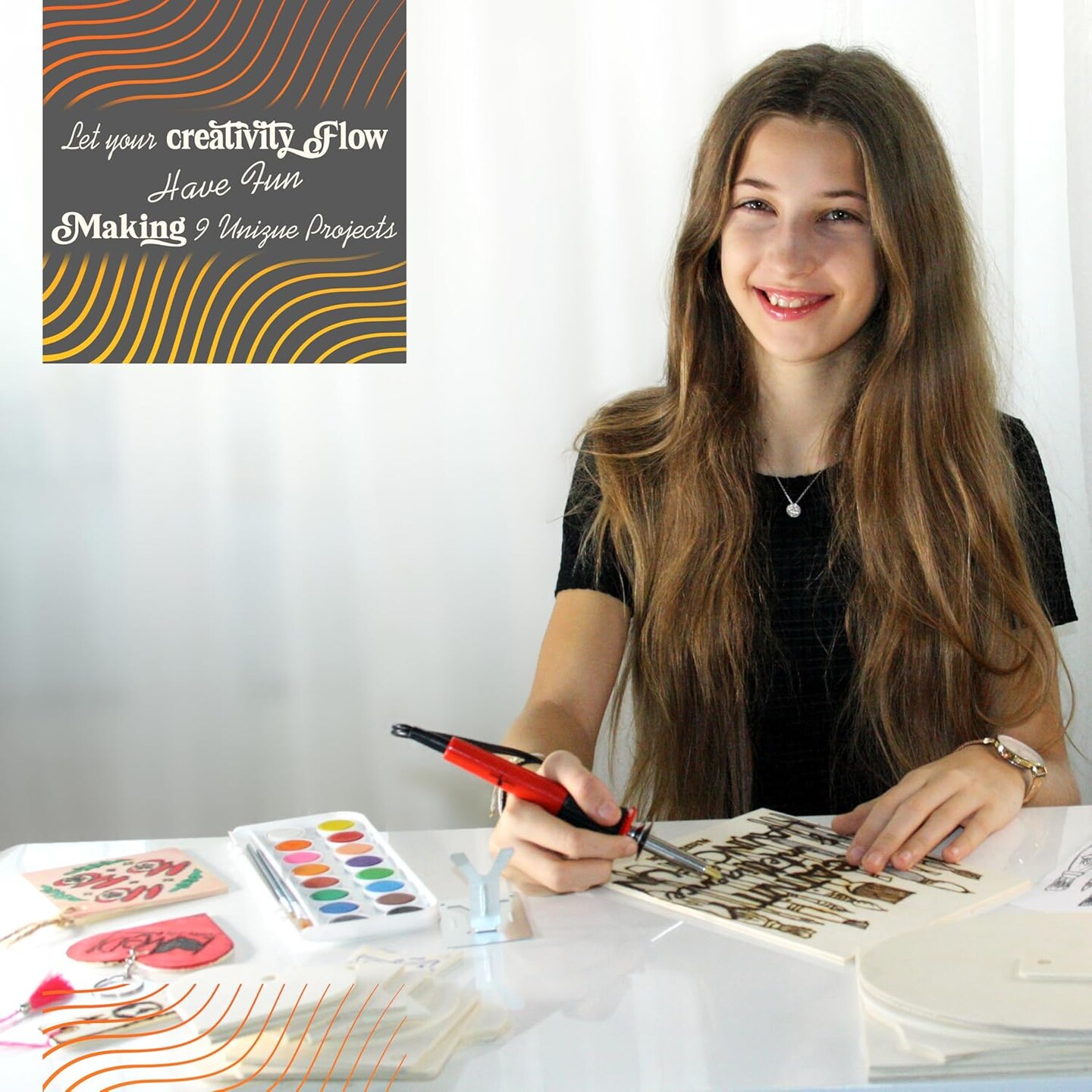 Beginners Wood Burning Kit 140 Pieces. Best Gift Idea for Art &#x26; Craft Kit Lovers. Woodburning DIY Hobby Kits With 9 Large Wooden Plaques To Make Unique Wood Burning Projects