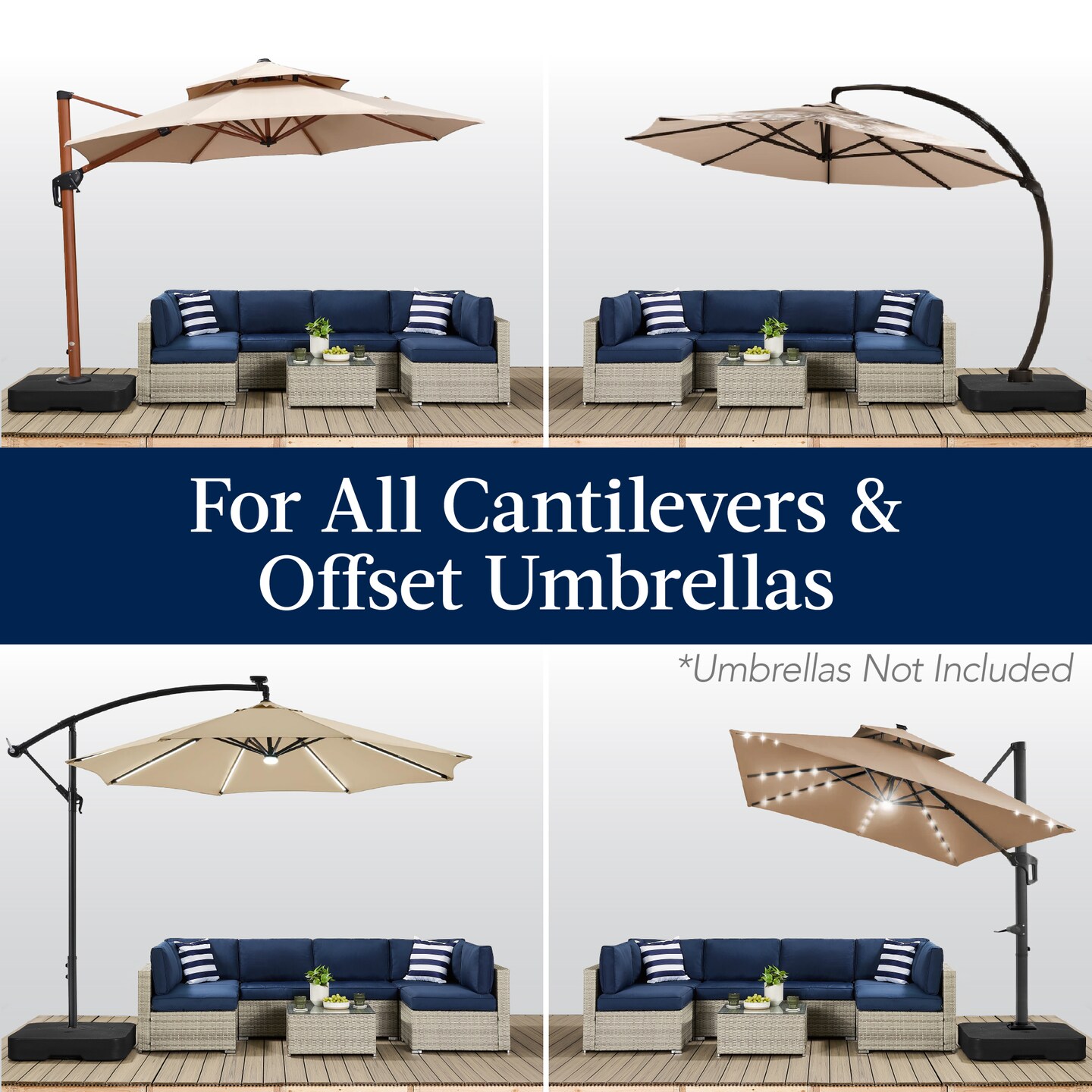 Best Choice Products 330lb Capacity Fillable Heavy-Duty Outdoor Cantilever Umbrella Base w/ Easy-Fill Spouts