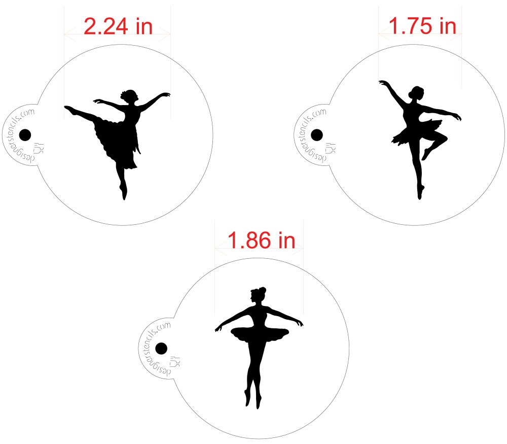 Ballerina Cookie Stencil Set | C889 by Designer Stencils | Cookie Decorating Tools | Baking Stencils for Royal Icing, Airbrush, Dusting Powder | Reusable Plastic Food Grade Stencil for Cookies | Easy to Use &#x26; Clean Cookie Stencil