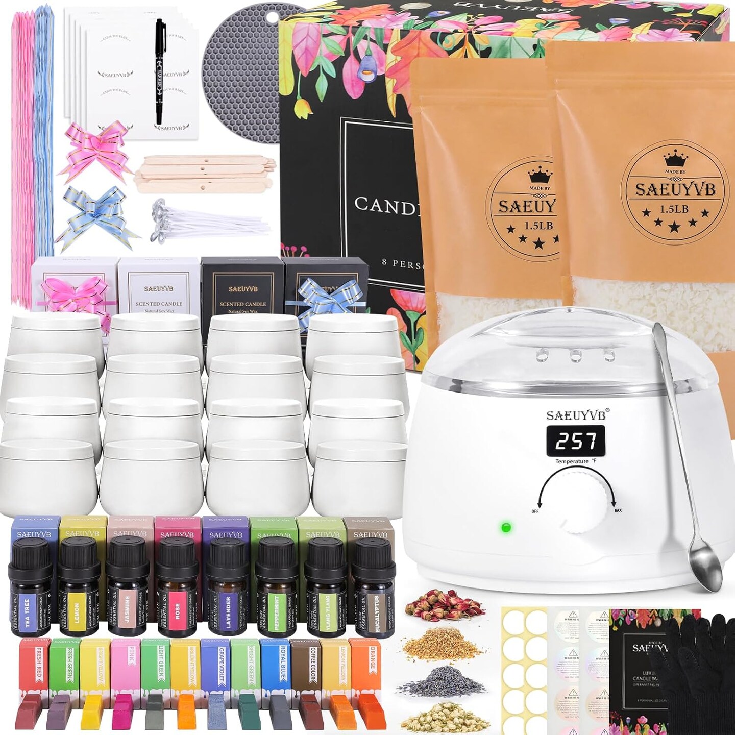 Candle Making Kit for Adults with Hot Plate(White)10.83 x 7.09 x 11.81 inches