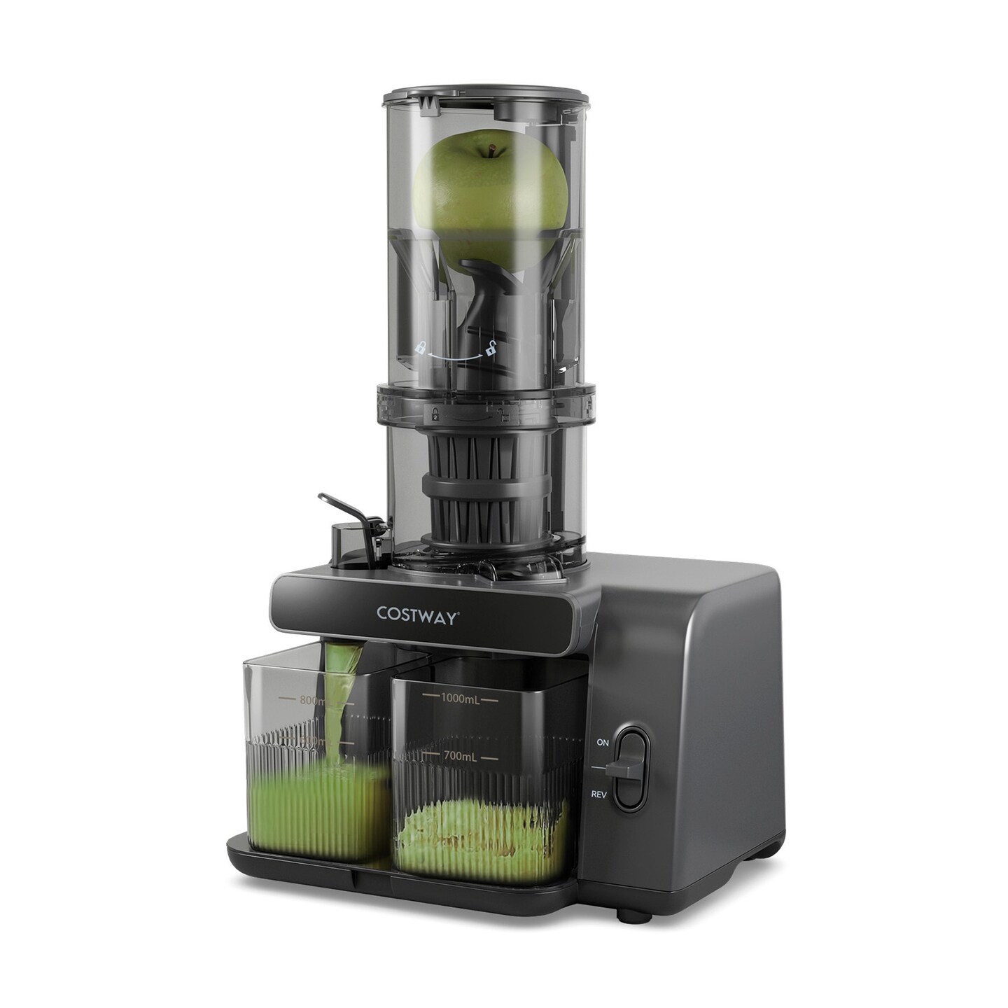 Cold Press Juicer with 5.3" Wide Feed Chute and Ultra-Fine Masticating Technology – Gray