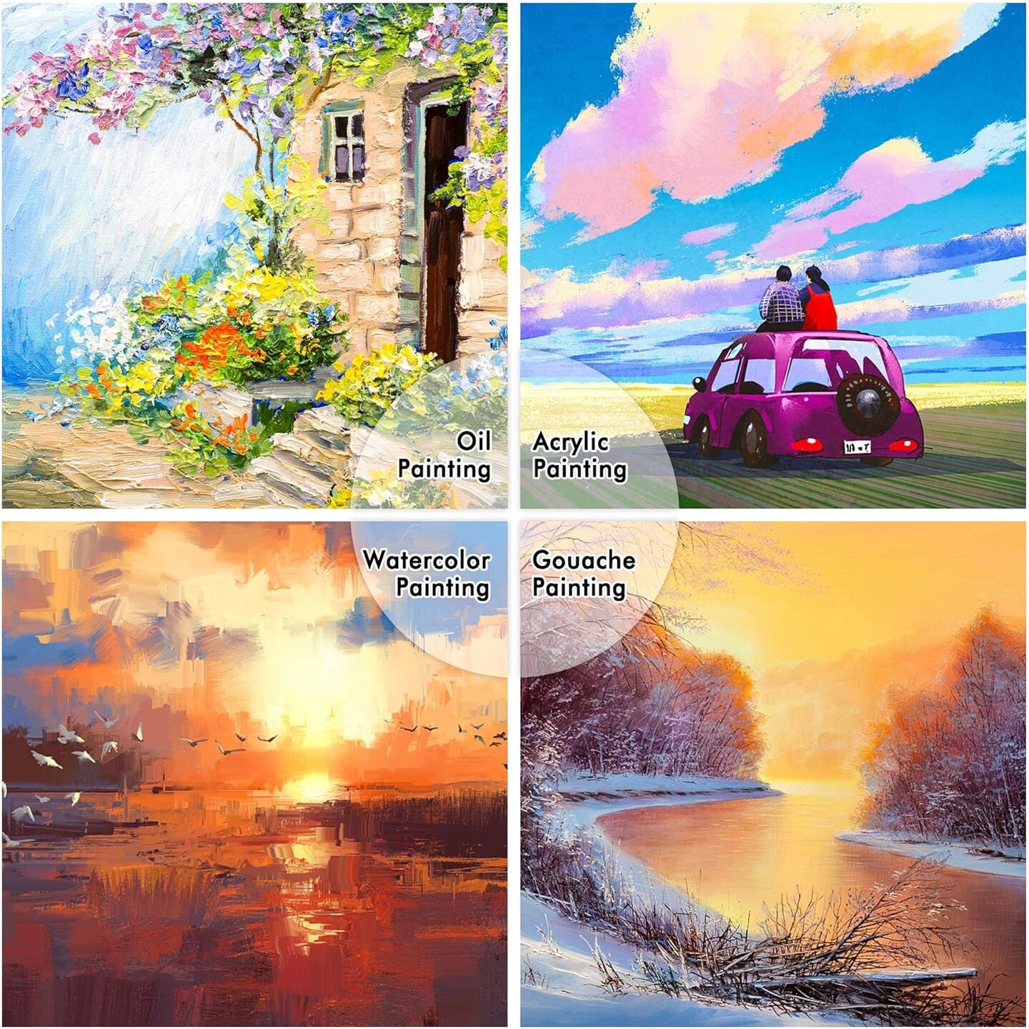 Painting Canvas Panels, 36 Pack, 5x7, 8x10in (18 of Each), 100% Cotton, Primed White Canvas Boards for Painting, Blank Canvases for Kids, Adults &#x26; Artists for Acrylic and Oil Painting