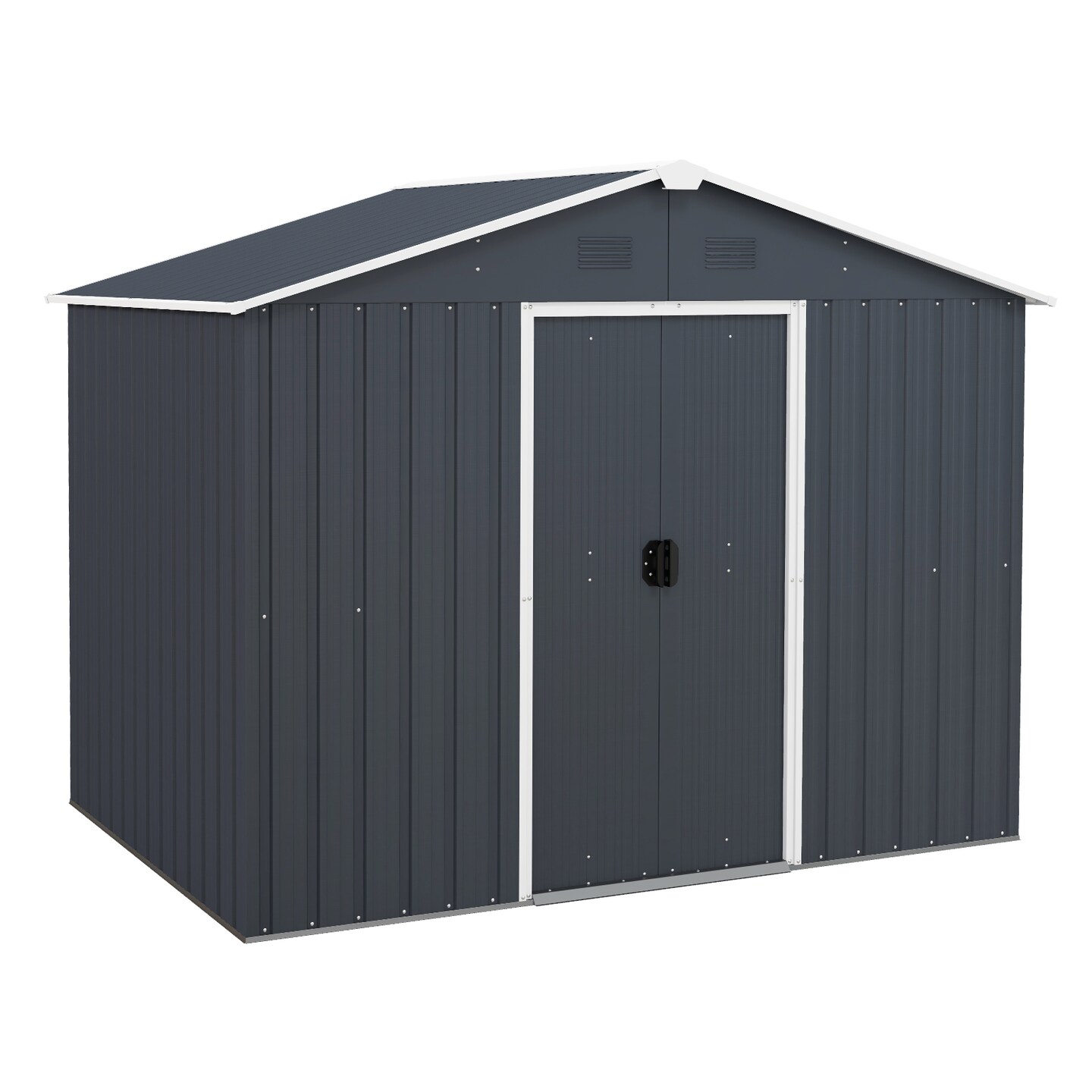Grey Steel Outside Storage Shed with Lock Air Window and Two Sliding Doors