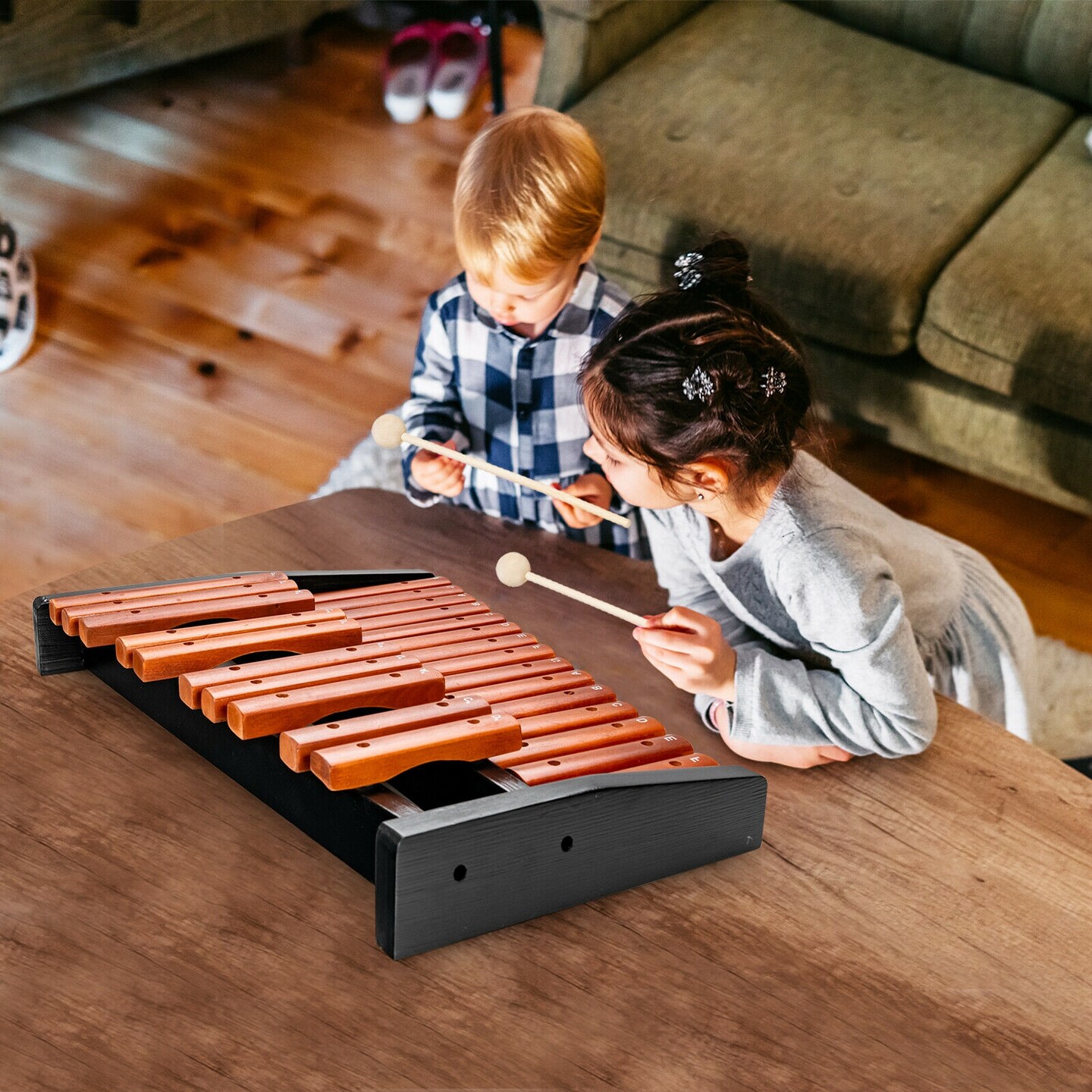 25-Note Xylophone with Carrying Bag, Wooden Keys and Mallets for Kids and Adults