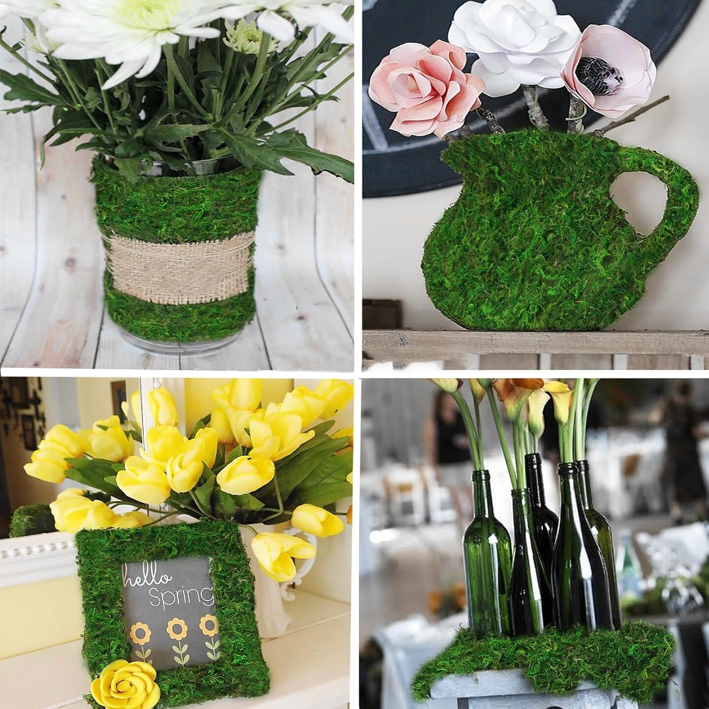 Moss Table Runner Dried Moss for Crafts Green Moss Roll for Fairy Gardens Wedding Woodland Decor 16&#x22; x 47&#x22; Preserved Moss Mat for Table Decoration Moss Carpet for Moss Grass Wall
