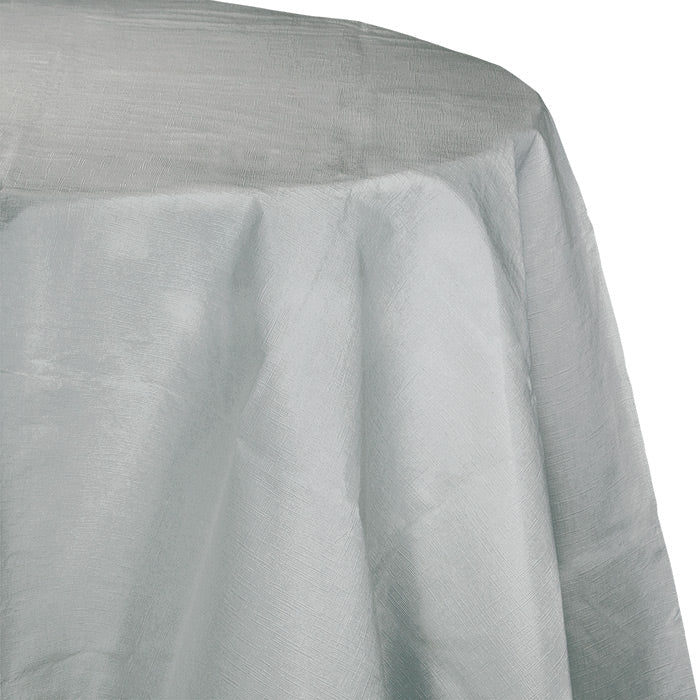 12 pc Bulk Shimmering Silver Round Paper Table Covers 82 inch
