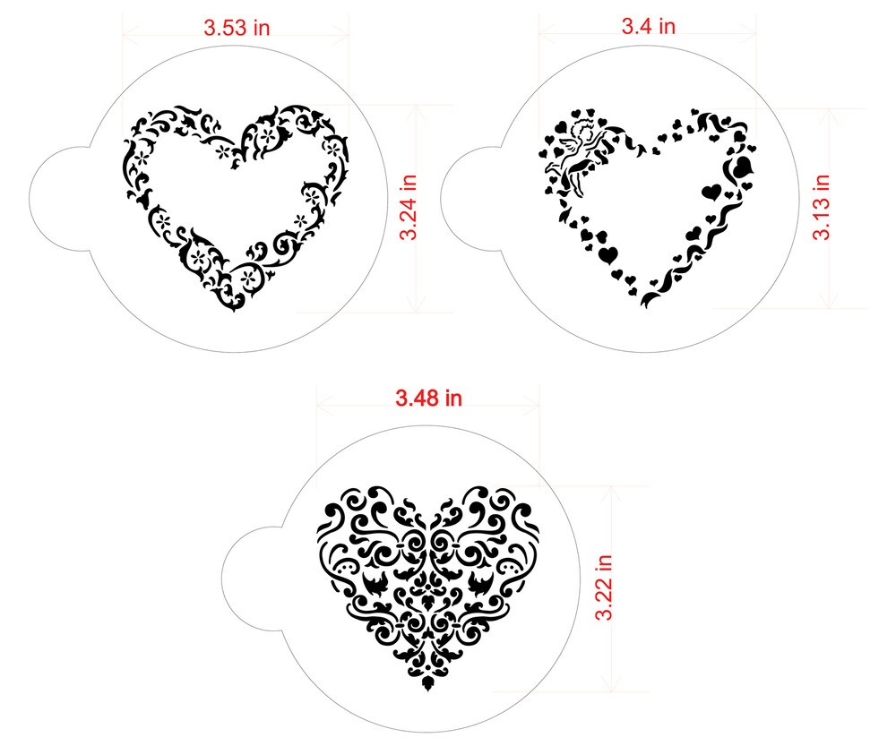 Swirl Valentine Heart Cookie Stencils | C202 by Designer Stencils | Cookie Decorating Tools | Baking Stencils for Royal Icing, Airbrush, Dusting Powder | Reusable Plastic Food Grade Stencil for Cookies | Easy to Use &#x26; Clean Cookie Stencil