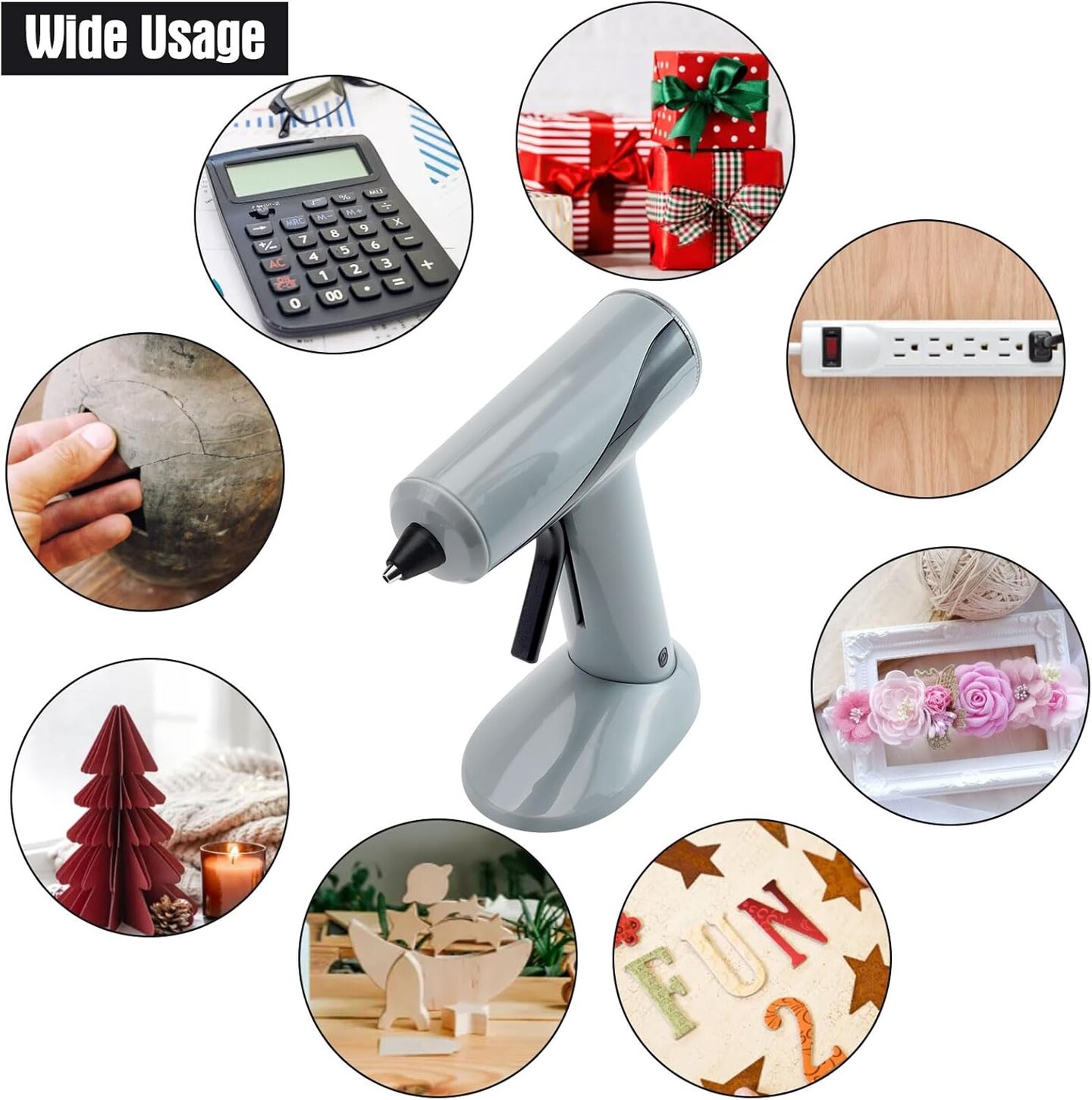 Cordless Hot Glue Gun Kit, Rechargeable Fast Preheating Mini Hot Glue Gun Kit with 30 Premium Glue Sticks for School Crafts DIY Arts Quick Home Repairs, Grey - 20W