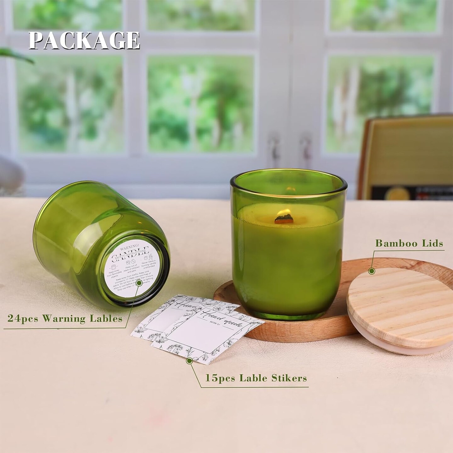 12PCS Premium 8oz Green Glass Candle Jars with Lids - Bulk Empty Vessels for Candles, Eco-Friendly Candle Containers for Wedding Gifts & Candle Making Supplies, Ideal for Candle Business Owners