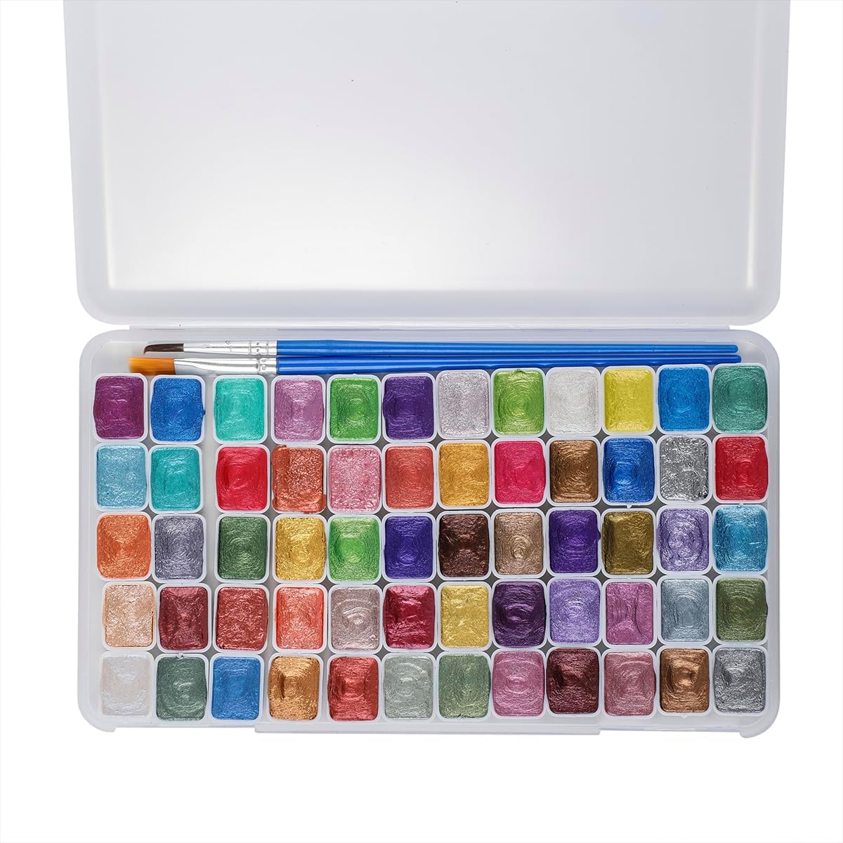Metallic Watercolor Paint Set 60 Colors, Art Supplies Watercolors Paint Kit Travel Water Colors with Paint Brushes, Crafts Painting Supplies, Drawing Gifts Artists