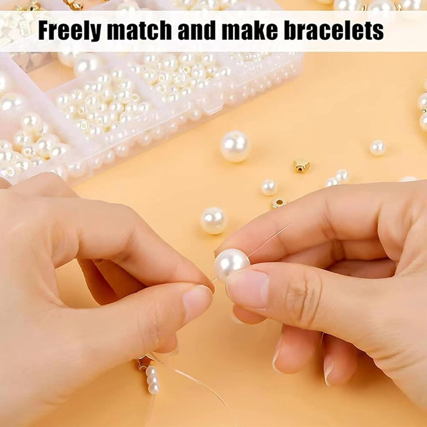 1000Pcs Pearl Beads for Bracelets Making, Pearl Beads for Jewelry Making for Adults, Silver Bracelet Beads DIY Kit, Silver Spacer Beads for Bracelets, Women Friendship Bracelet Making Kit (Silvery)
