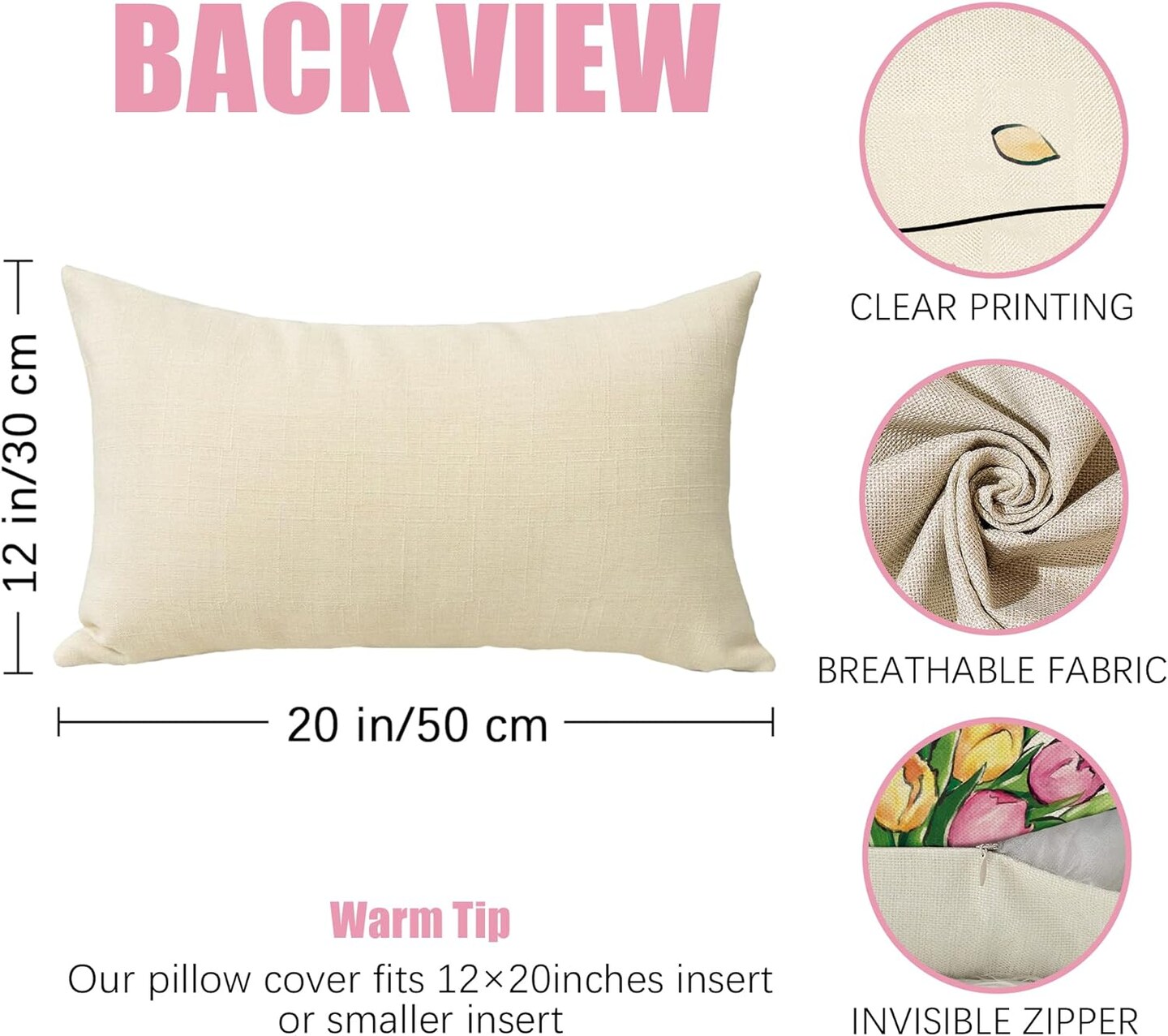 Spring Summer Tulip Flower Lumbar Decorative Rectangle Pillow Cover 12 x 20, Just Bloom Floral Porch Patio Outdoor Pillowcase, Petal Butterfly Seasonal Sofa Couch Cushion Case Home Decor