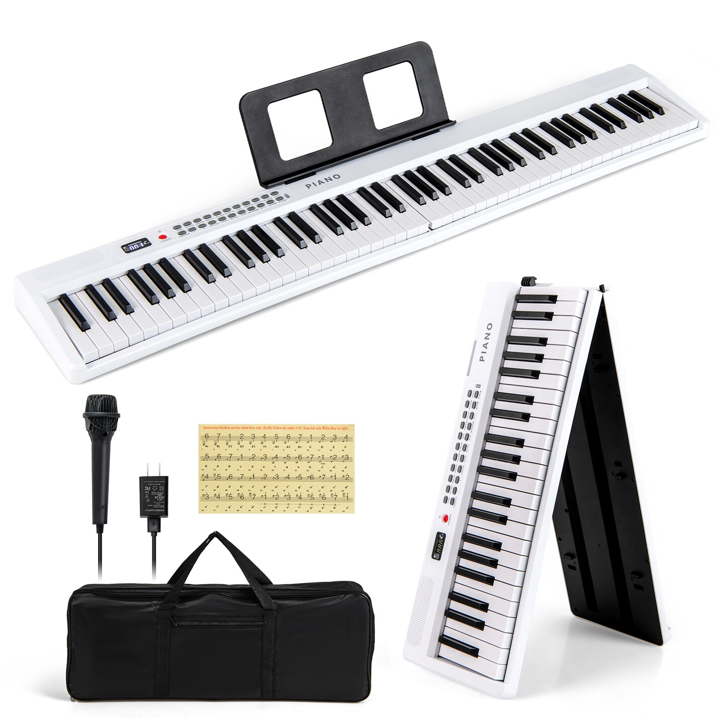 88 Key Foldable Electronic Keyboard Piano with Wireless MIDI Suitable for Kids, Teenagers and Adult