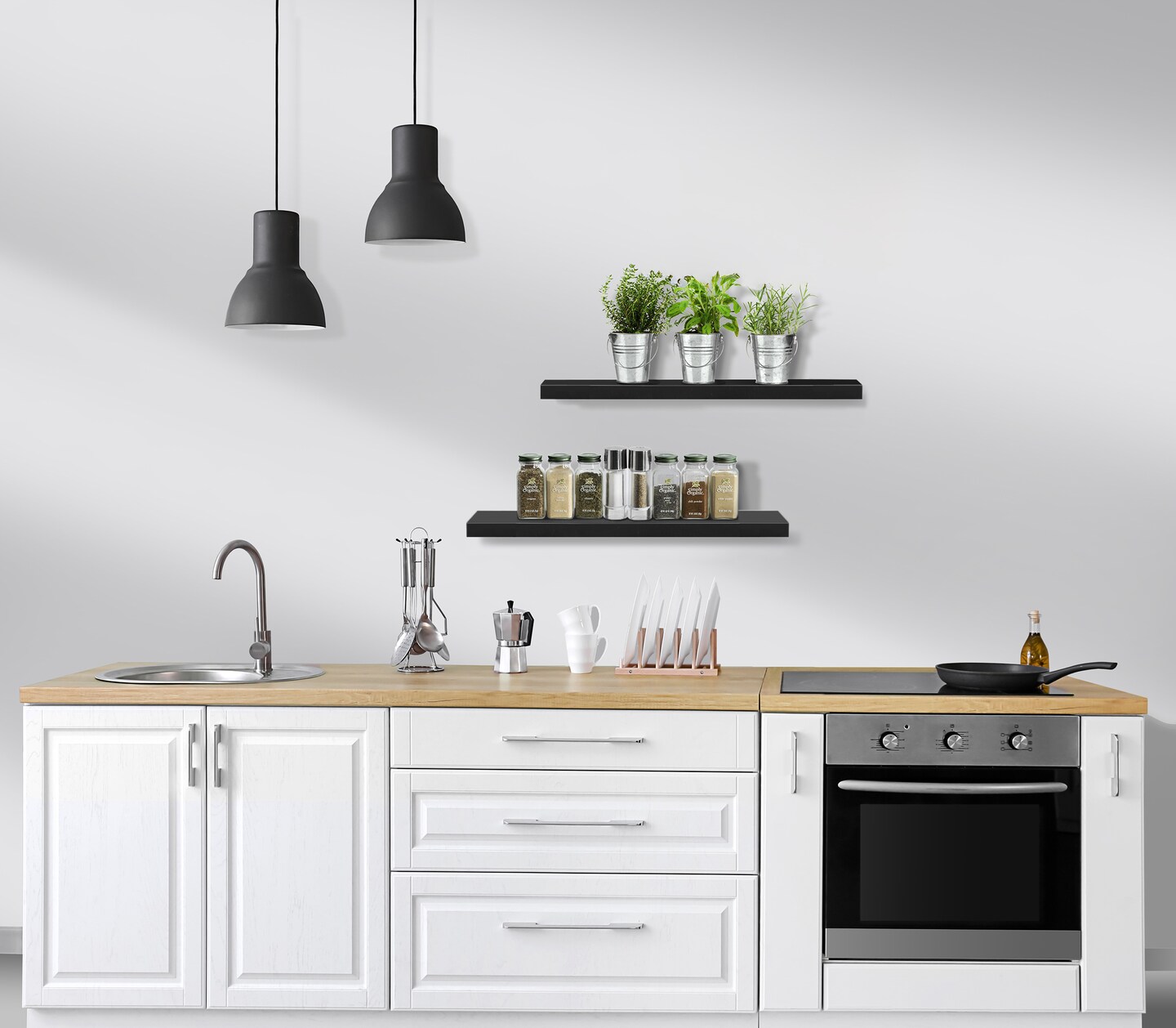 Sorbus Floating Shelves 3 Pack, 24-Inch Wall Mounted Shelves for Wall Decor and Storage with Invisible Brackets