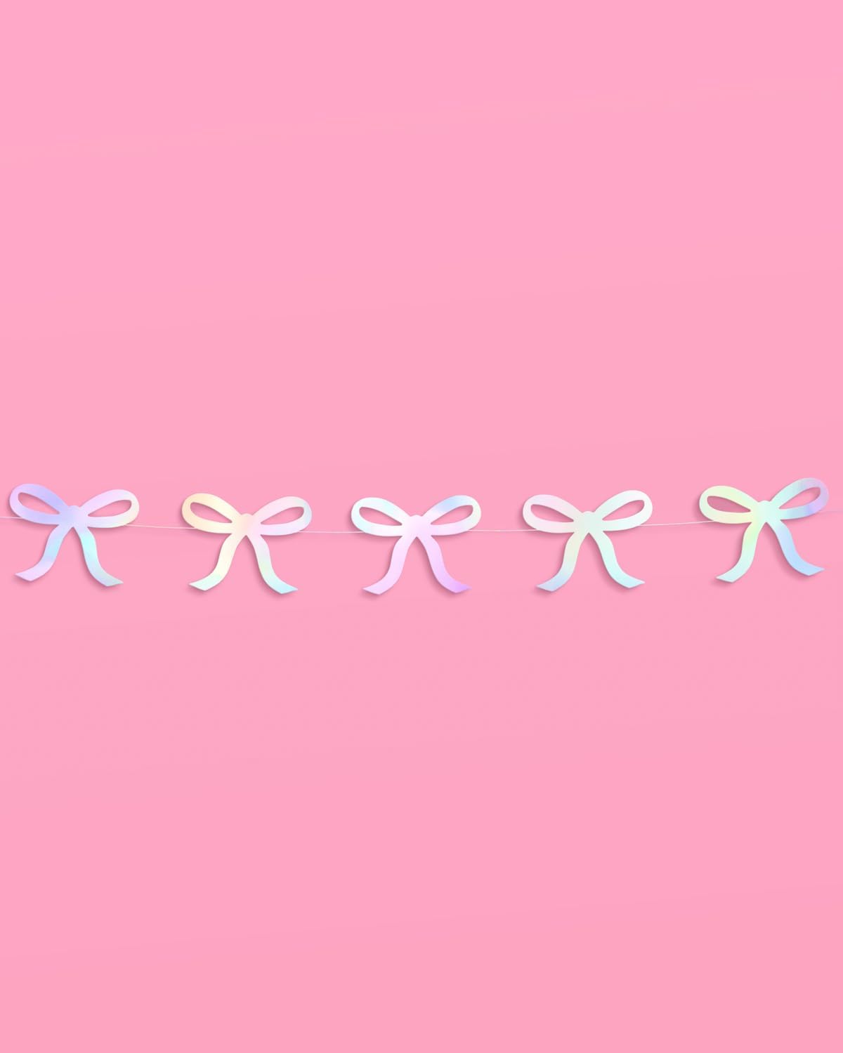 Iridescent Bow Hanging Garland - 4 pcs, 12' | Bachelorette Decorations, Tying The Knot Bride Bach Decor, Birthday Party Favor, Baby Shower Supplies, Coquette Photobooth Backdrop
