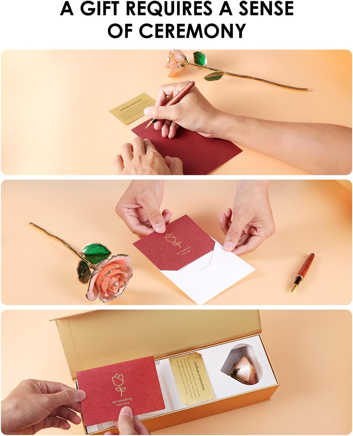 24K Gold Dipped Rose - Genuine One of a Kind Handcrafted Real Rose Dipped in 24K Gold - Eternal Romantic Gifts for Her - Perfect for Birthday, Valentine&#x2019;s, Mother&#x2019;s Day, Anniversary (Pink)