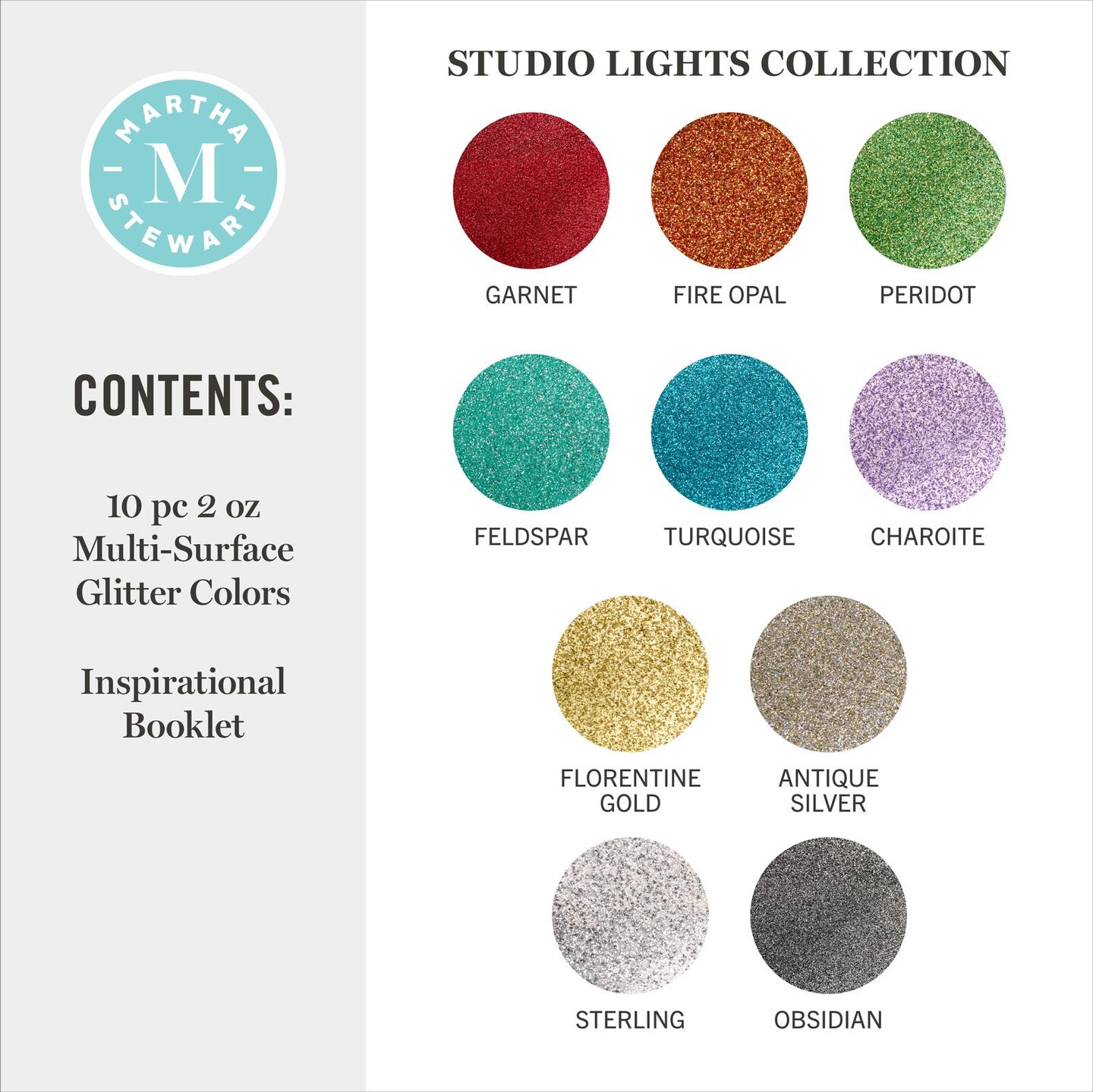 Martha Stewart&#x2122; Studio Lights Collection - Multi-Surface Glitter Paint Set - 10 pc. - 68708