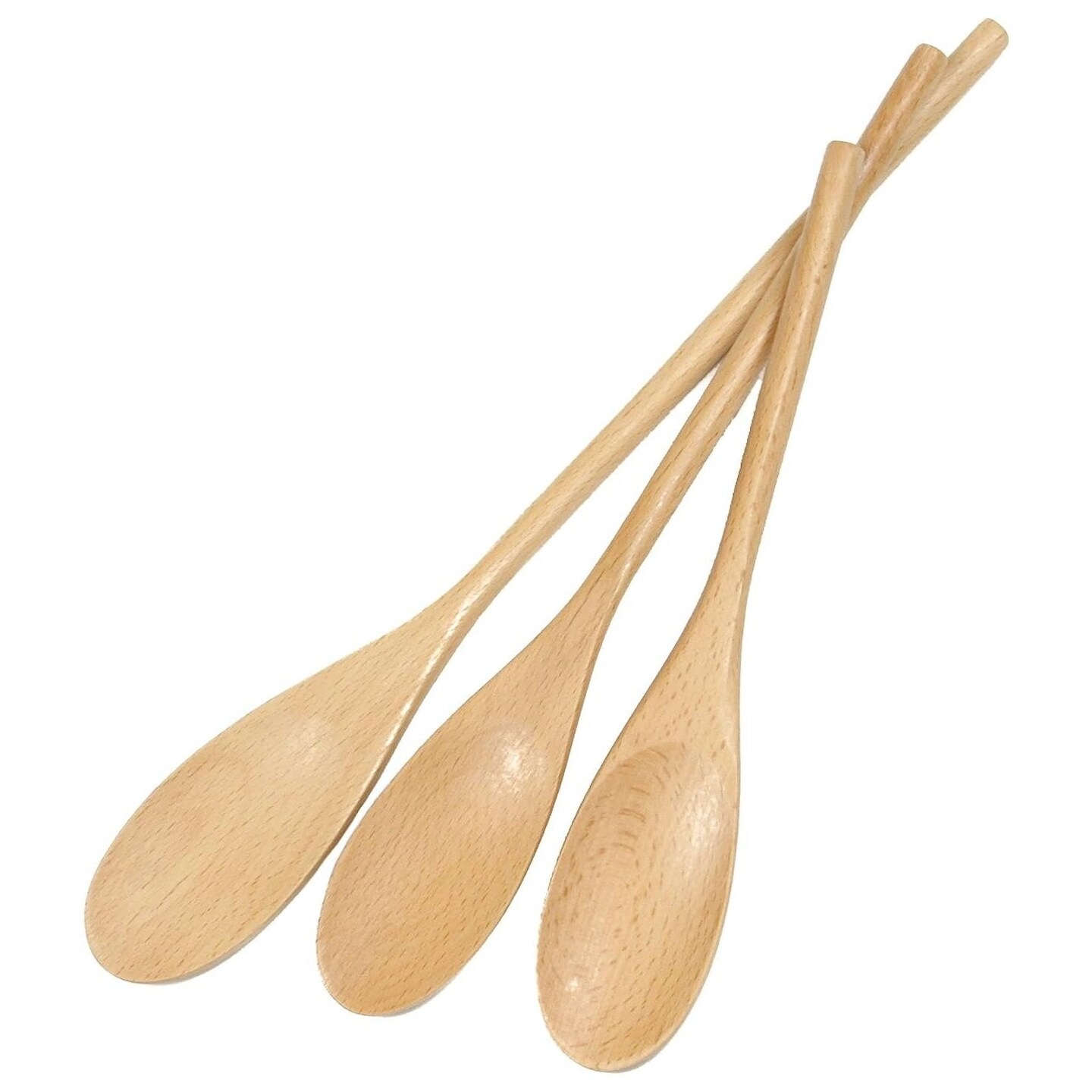 Chef Craft 3pc Beechwood Wooden Kitchen Mixing Spoon Set - 10&#x22;, 12&#x22; &#x26; 14&#x22; Long