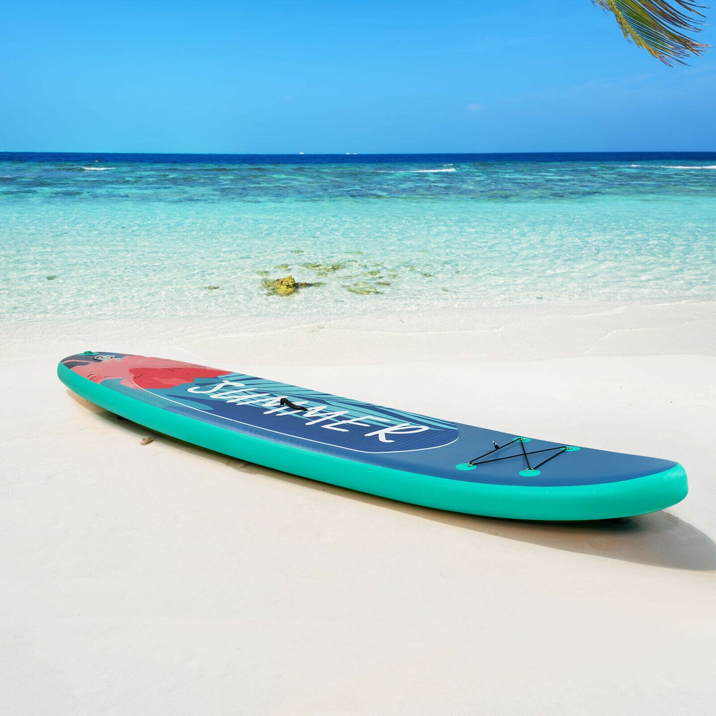 Inflatable Paddle Board with Adjustable Paddle, Carry Bag, and Full Equipment